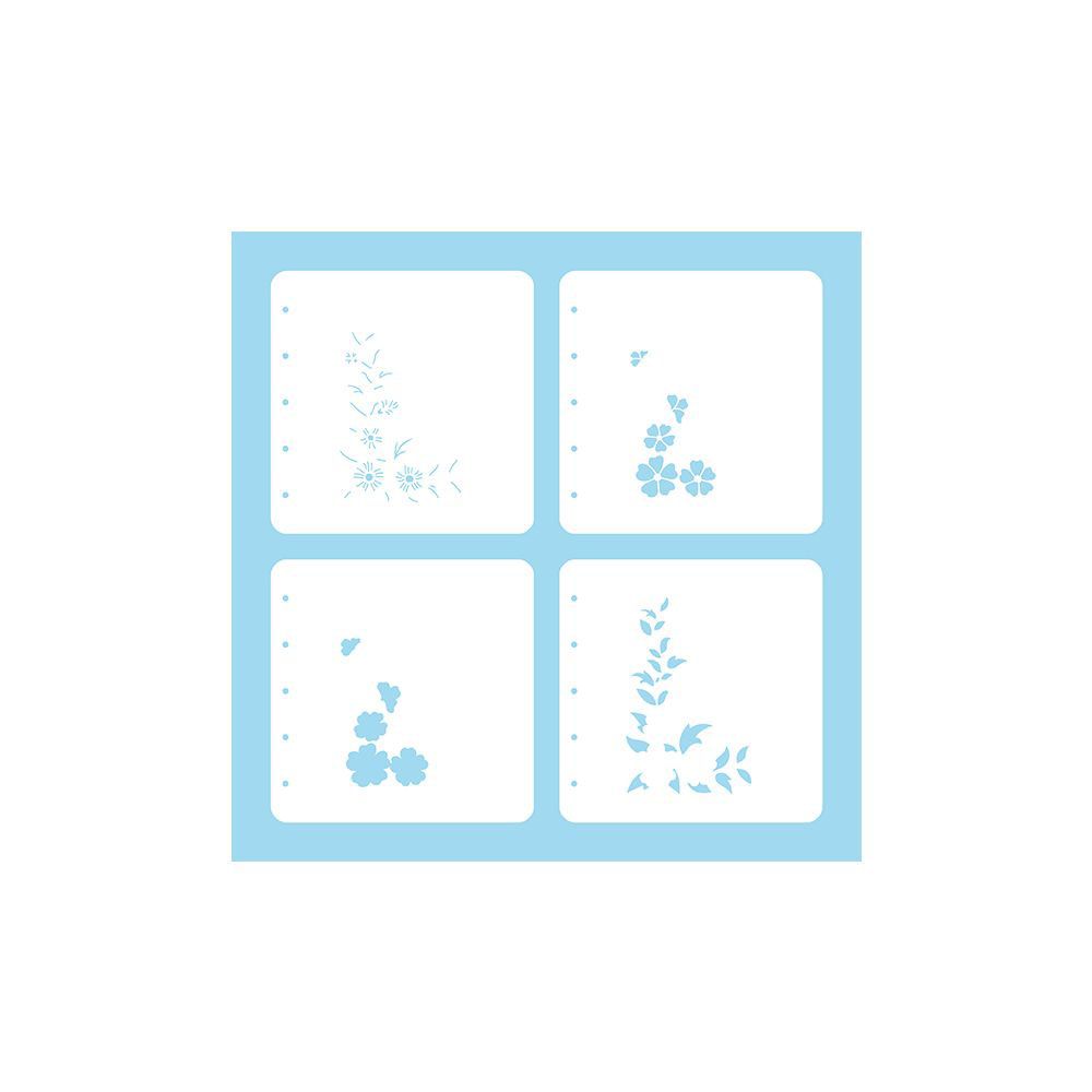 Nellie's Choice • Layered Combistencil Set Flower Corner-2 4stuks