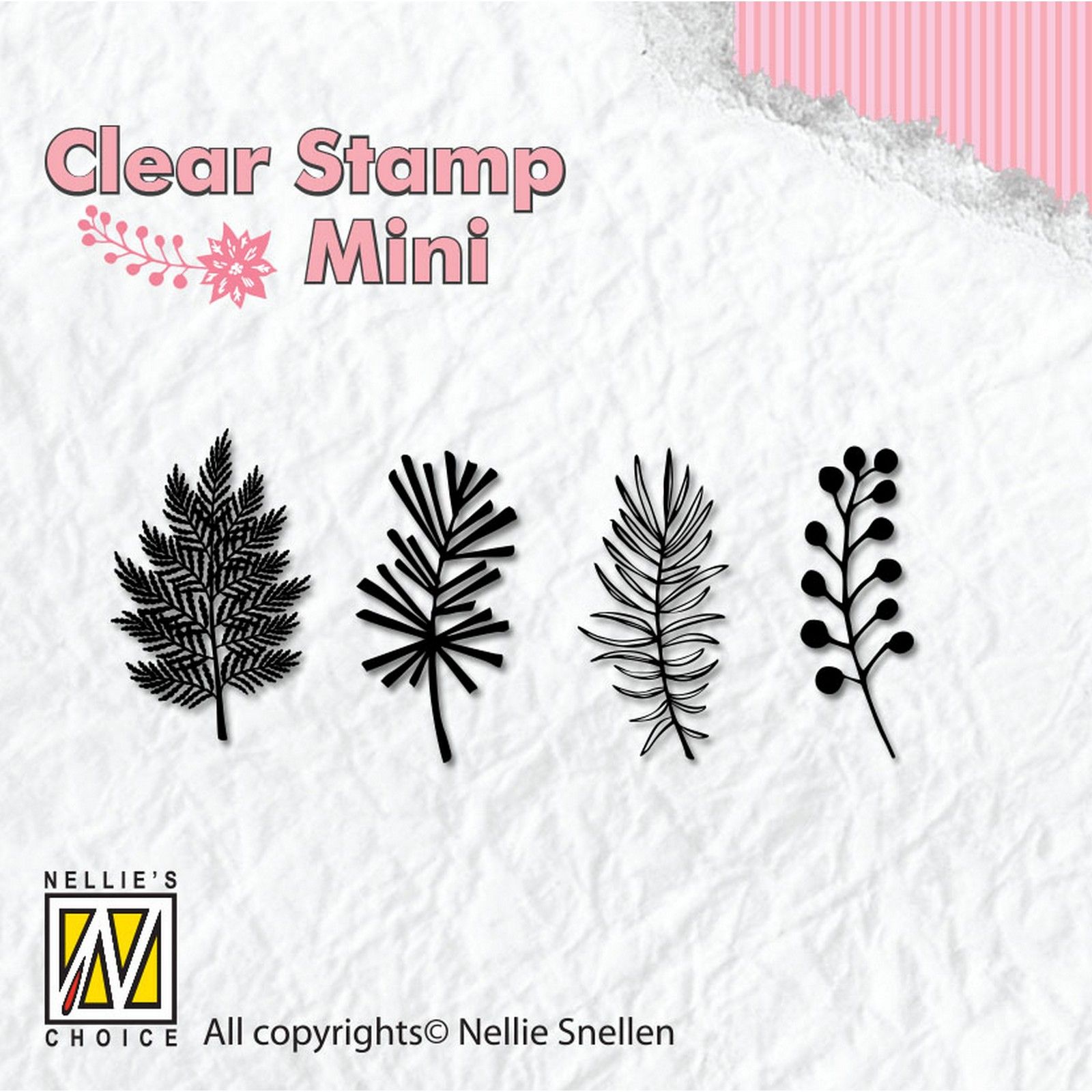 Nellie's Choice • Mini Timbri Trasparenti Rami Natalizi 1,5x3cm 4pz