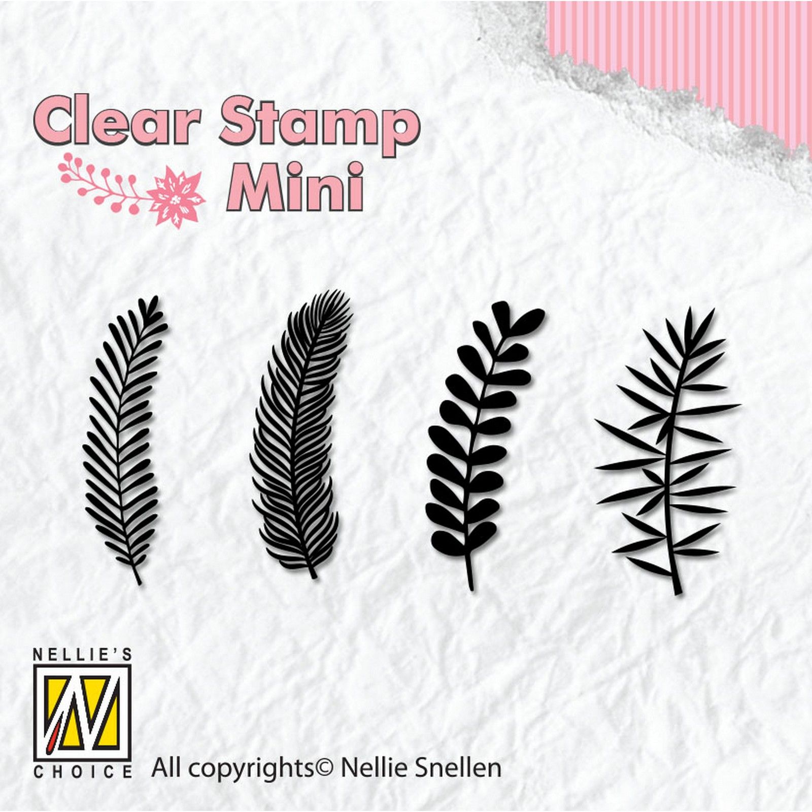 Nellie's Choice • Mini Clear Stamps Kersttakken Dennenboom 1,5x3cm 4st.