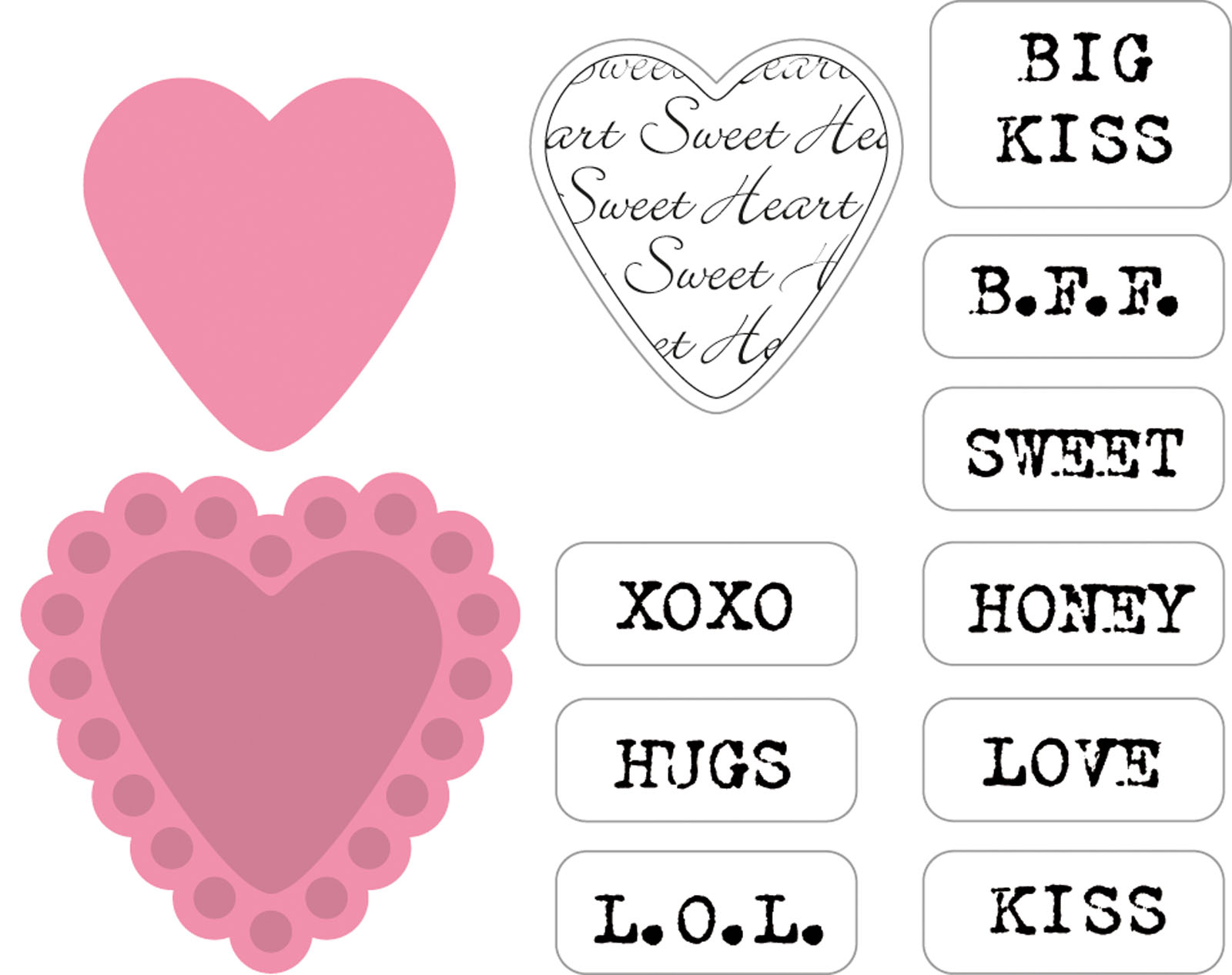 Marianne Design • Collectables plantilla de corte para embossing en Inglés "Candy hearts"