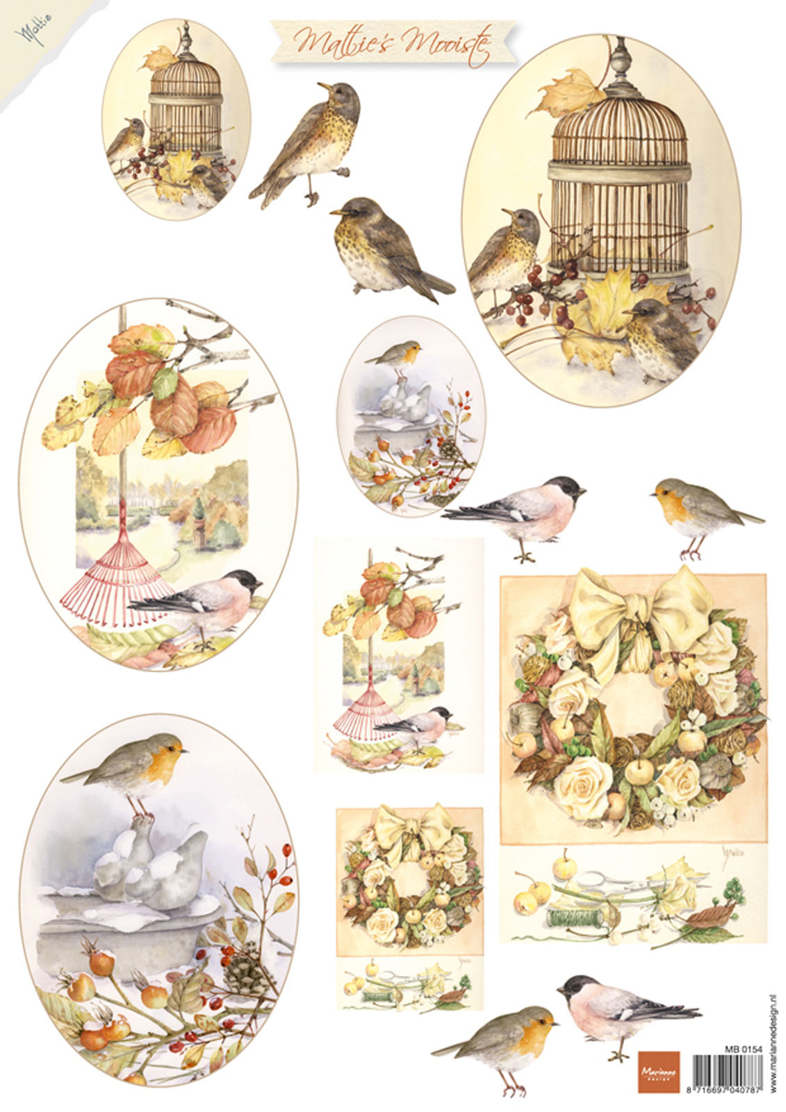 Marianne Design • Feuille de découpe 1pcs Mattie's mooiste autumn Birds