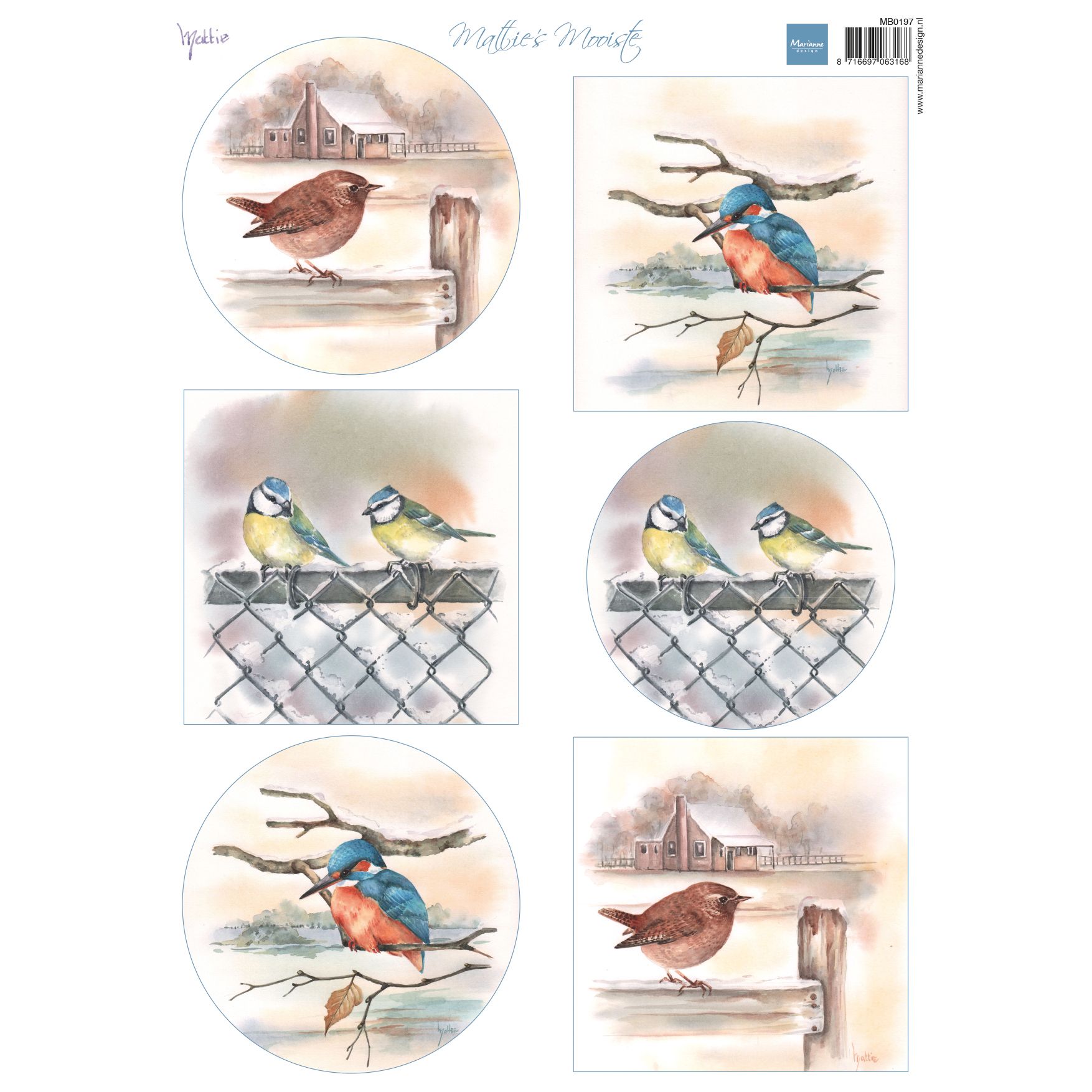 Marianne Design • Cutting Sheet Mattie´s most beautiful Birds in winter