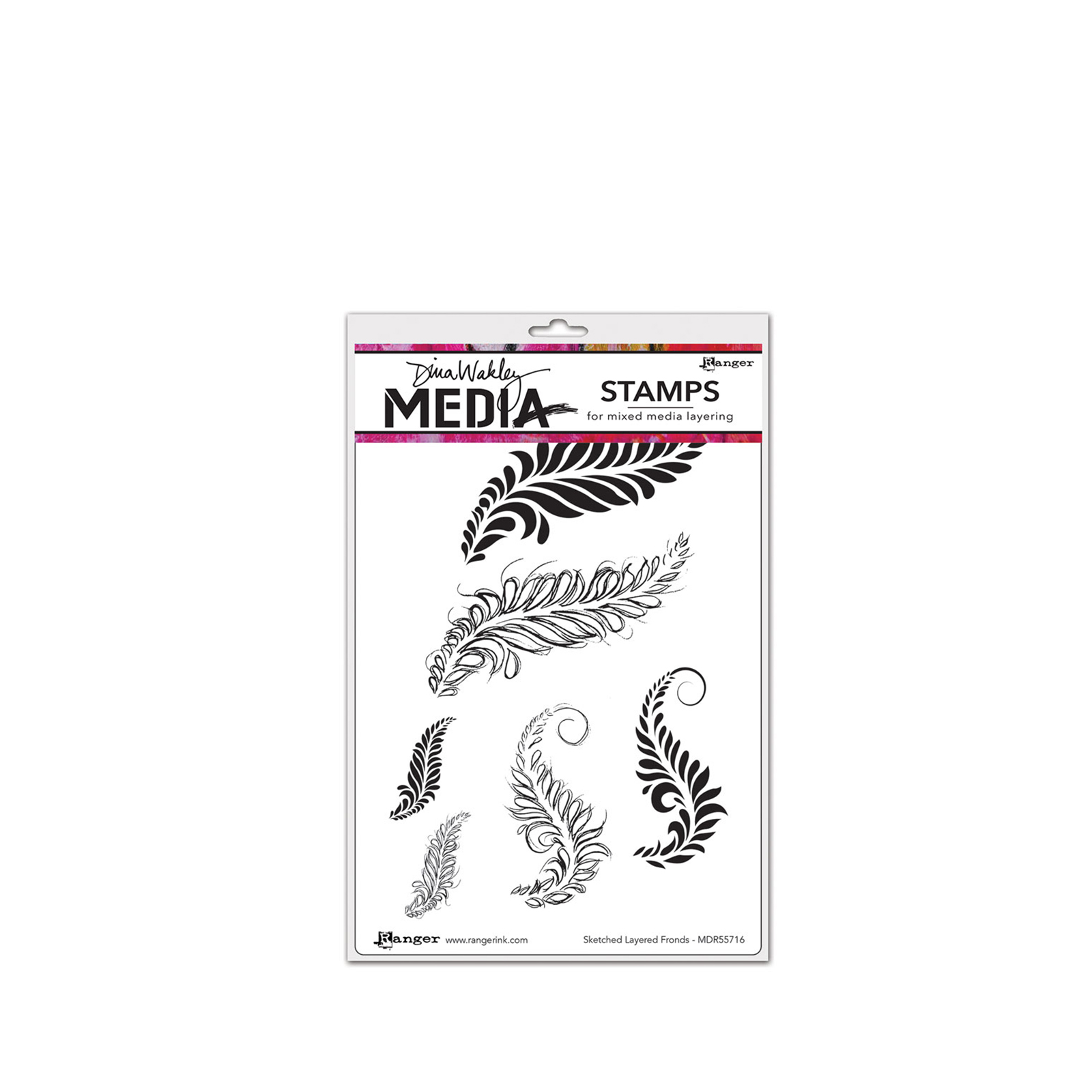 Ranger • Dina Wakley Media cling stamps Sketched layered fronds