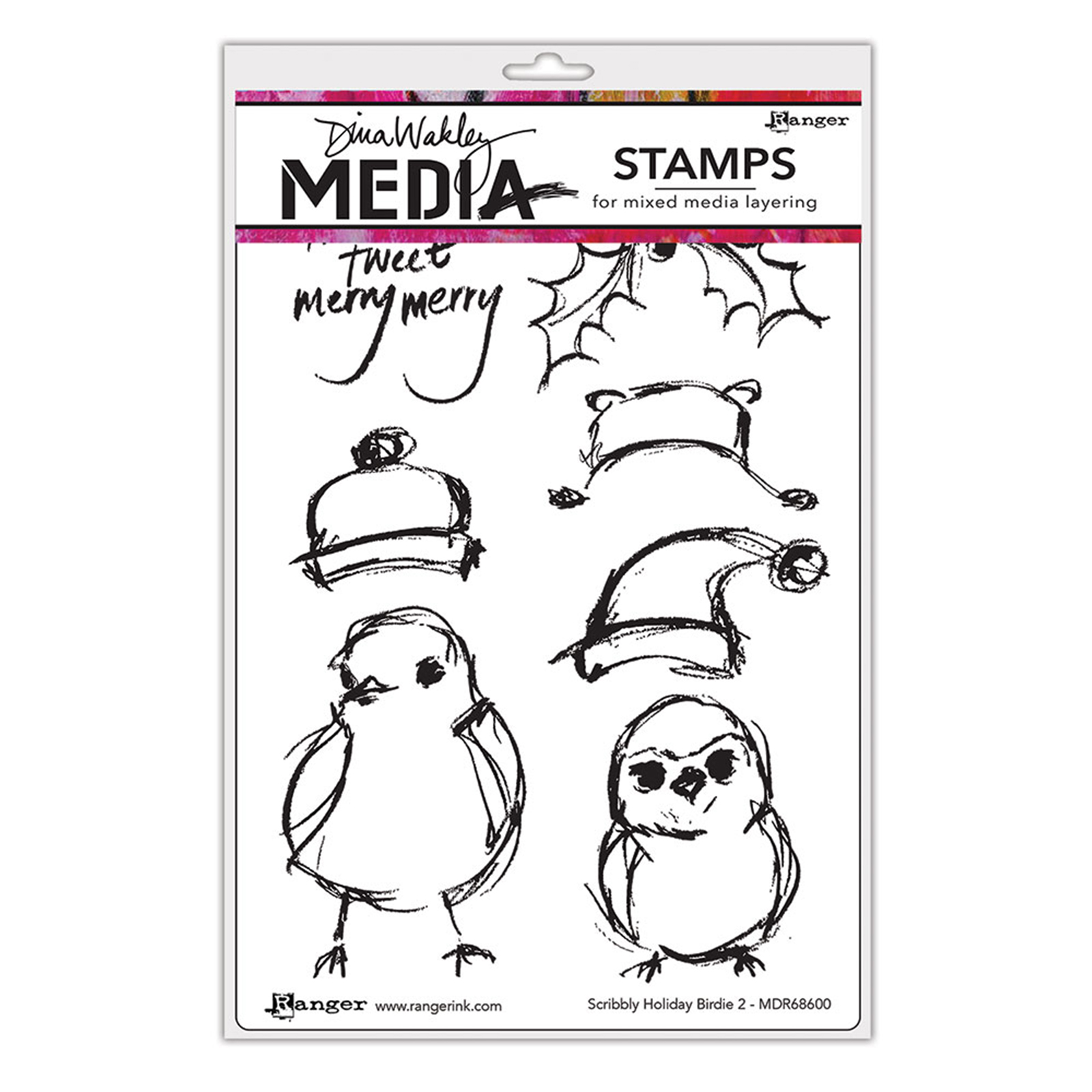 Ranger • Dina Wakley Media cling stamps Scribbly holiday