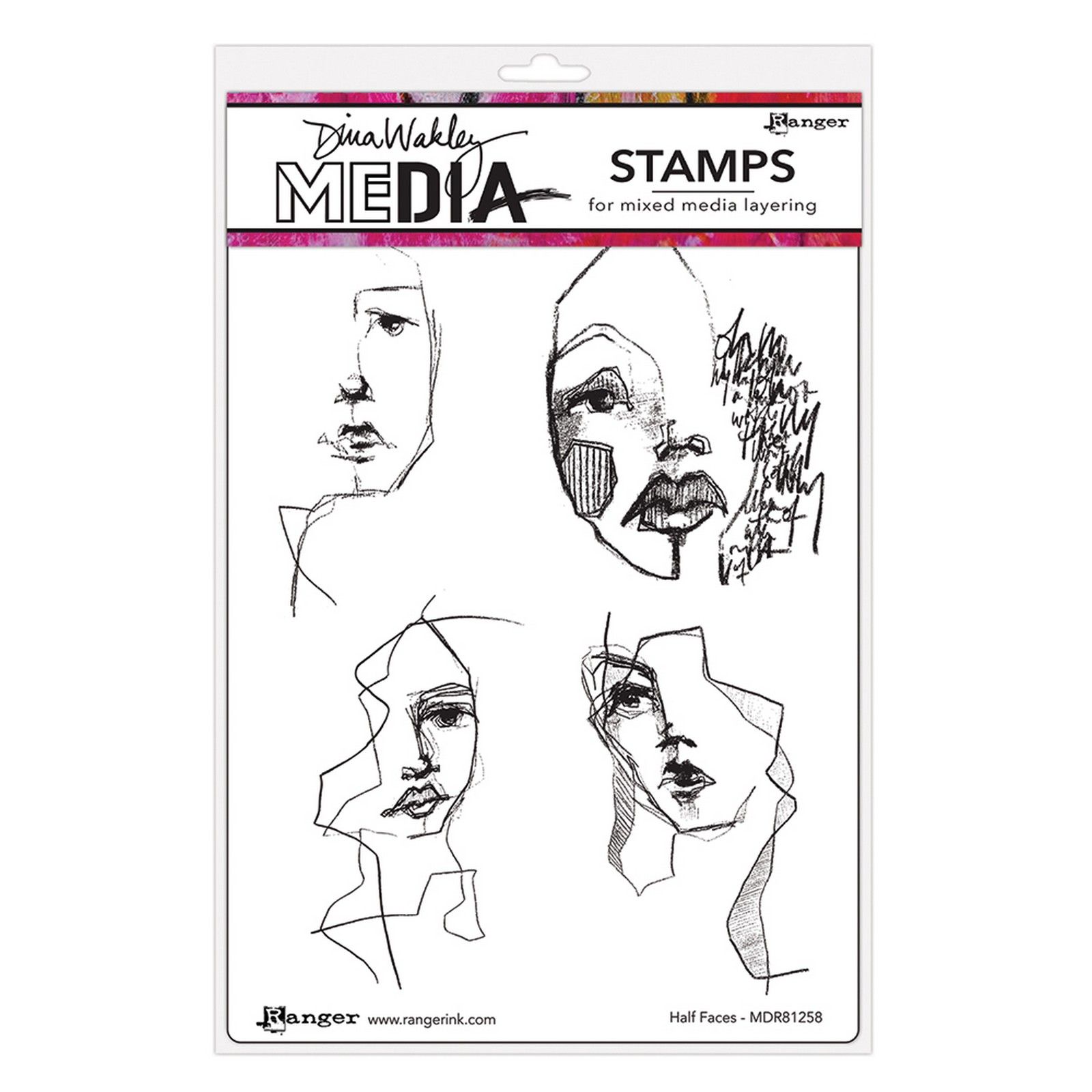 Ranger • Dina Wakley Media Cling Stamps Half Faces