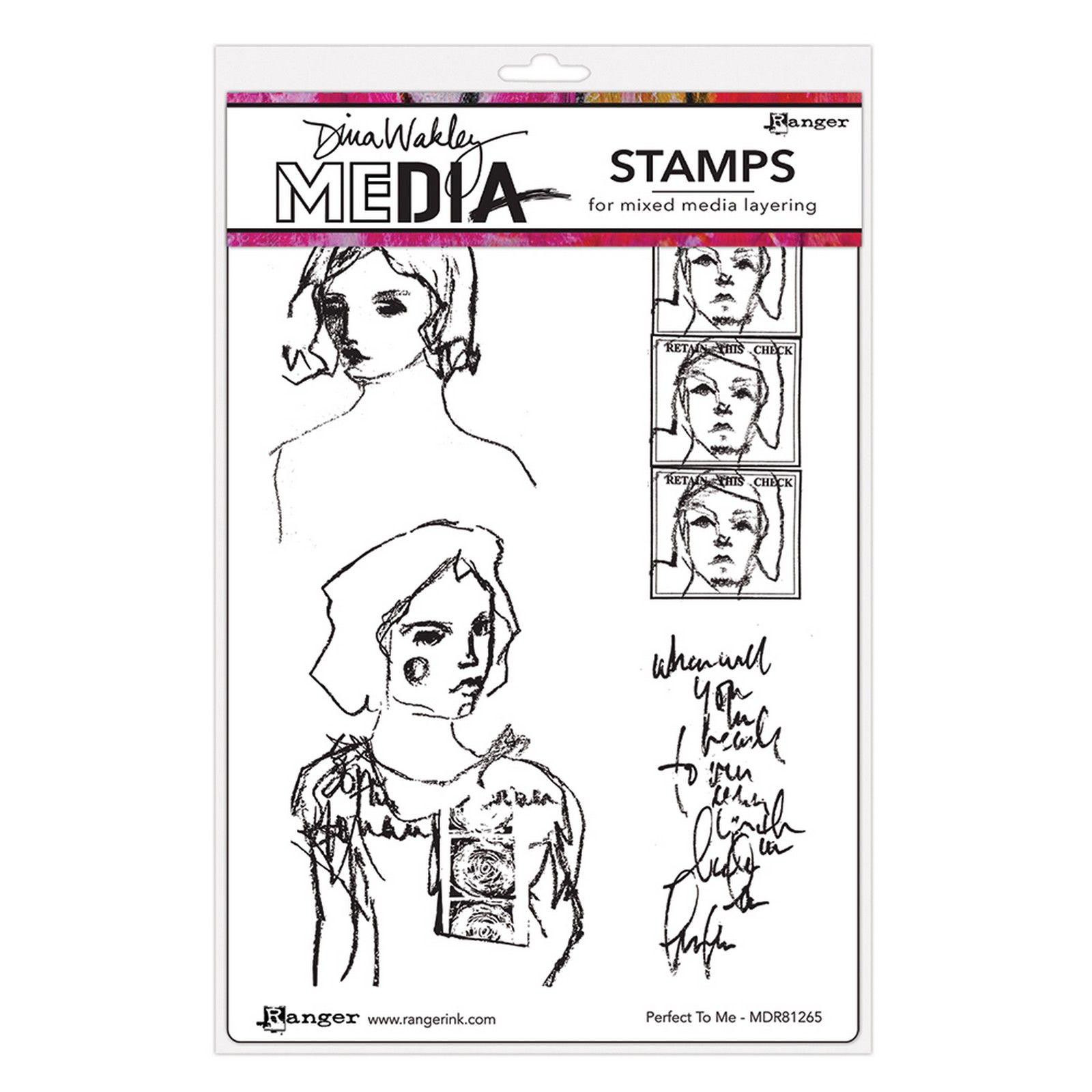 Ranger • Dina Wakley Media Cling Stamps Perfect To Me