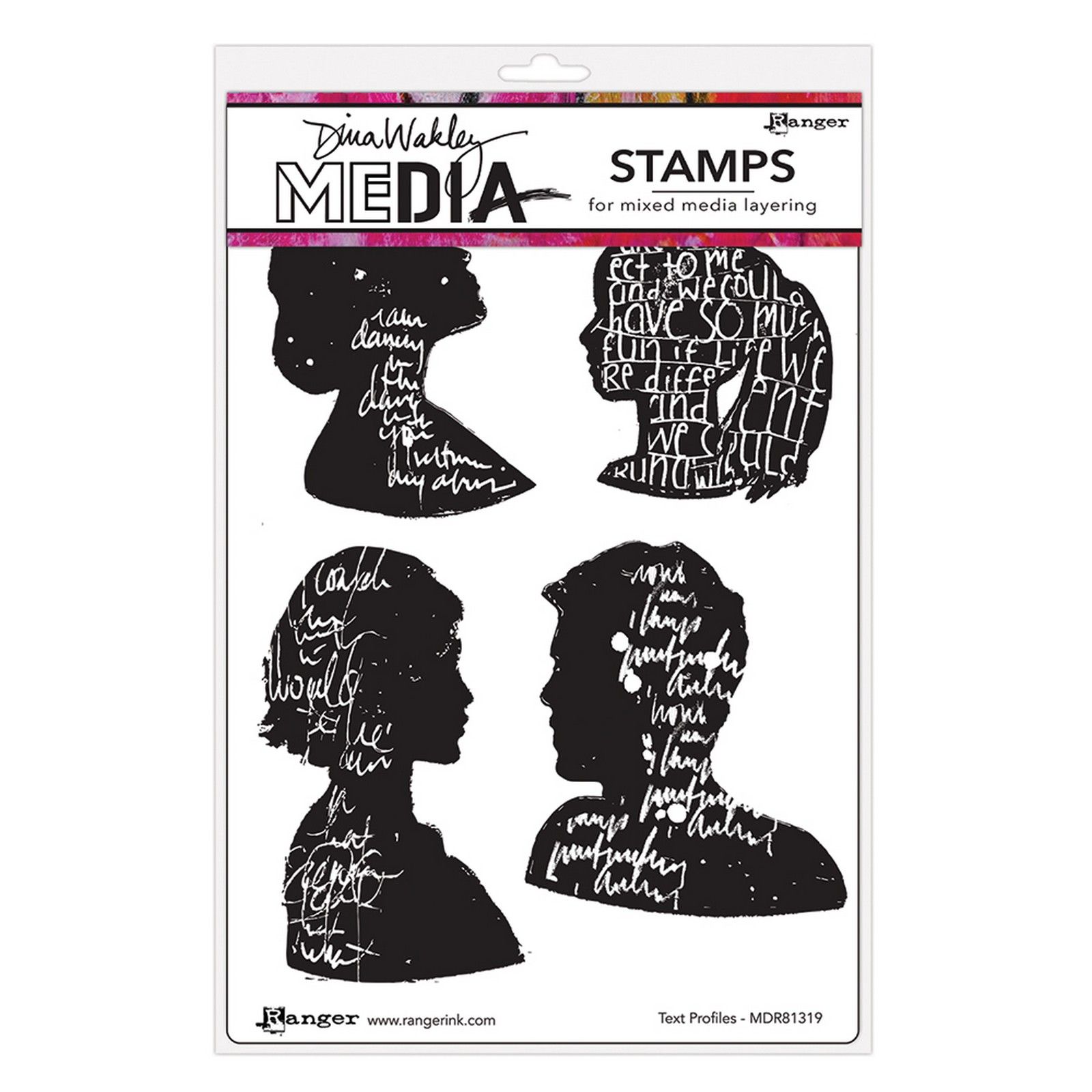 Ranger • Dina Wakley Media Cling Stamps Text Profiles