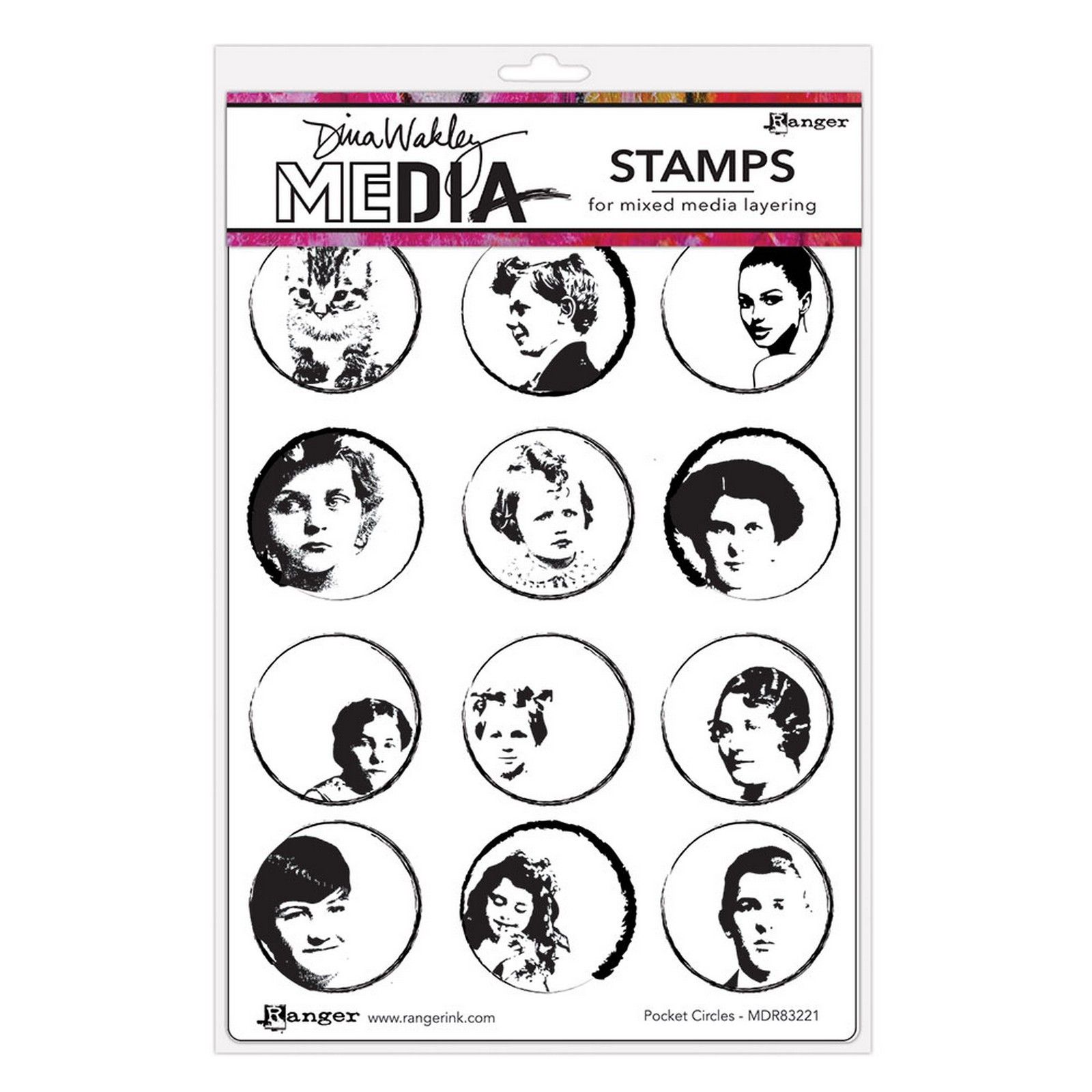 Ranger • Dina Wakley Media Cling Stamps Pocket Circles