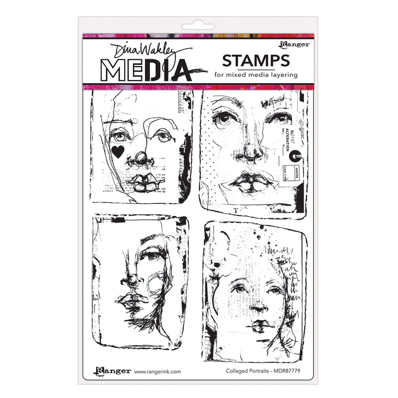 Ranger • Dina Wakley Media Cling Stamps Collaged Portraits