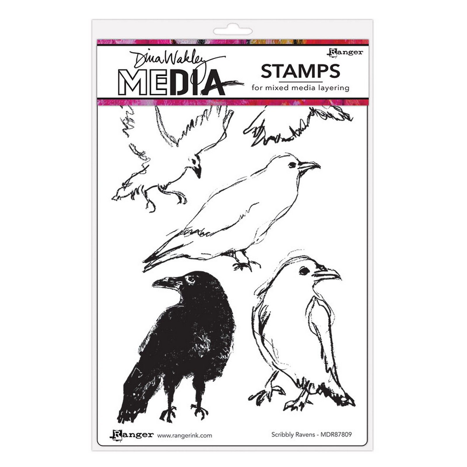 Ranger • Dina Wakley Cling Stamps Scribbly Ravens