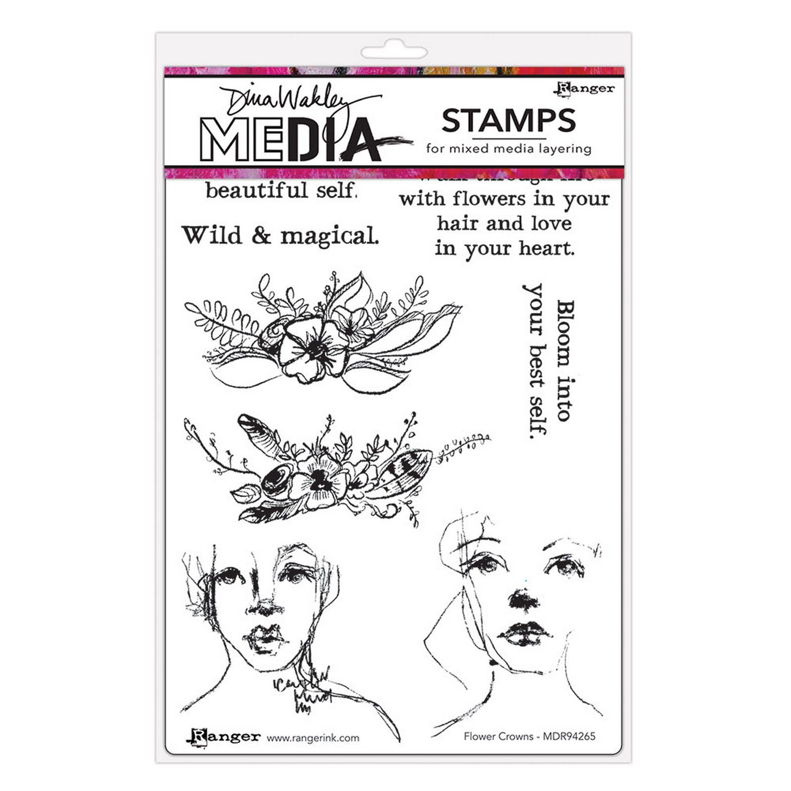 Ranger • Dina Wakley MEdia Cling Stamps Flower Crowns