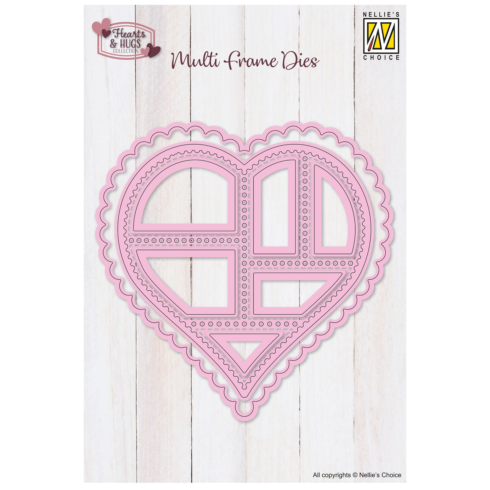 Nellie's Choice • Multi Frame Dies Postal Stamps Heart 7.5x4.72" 9pcs