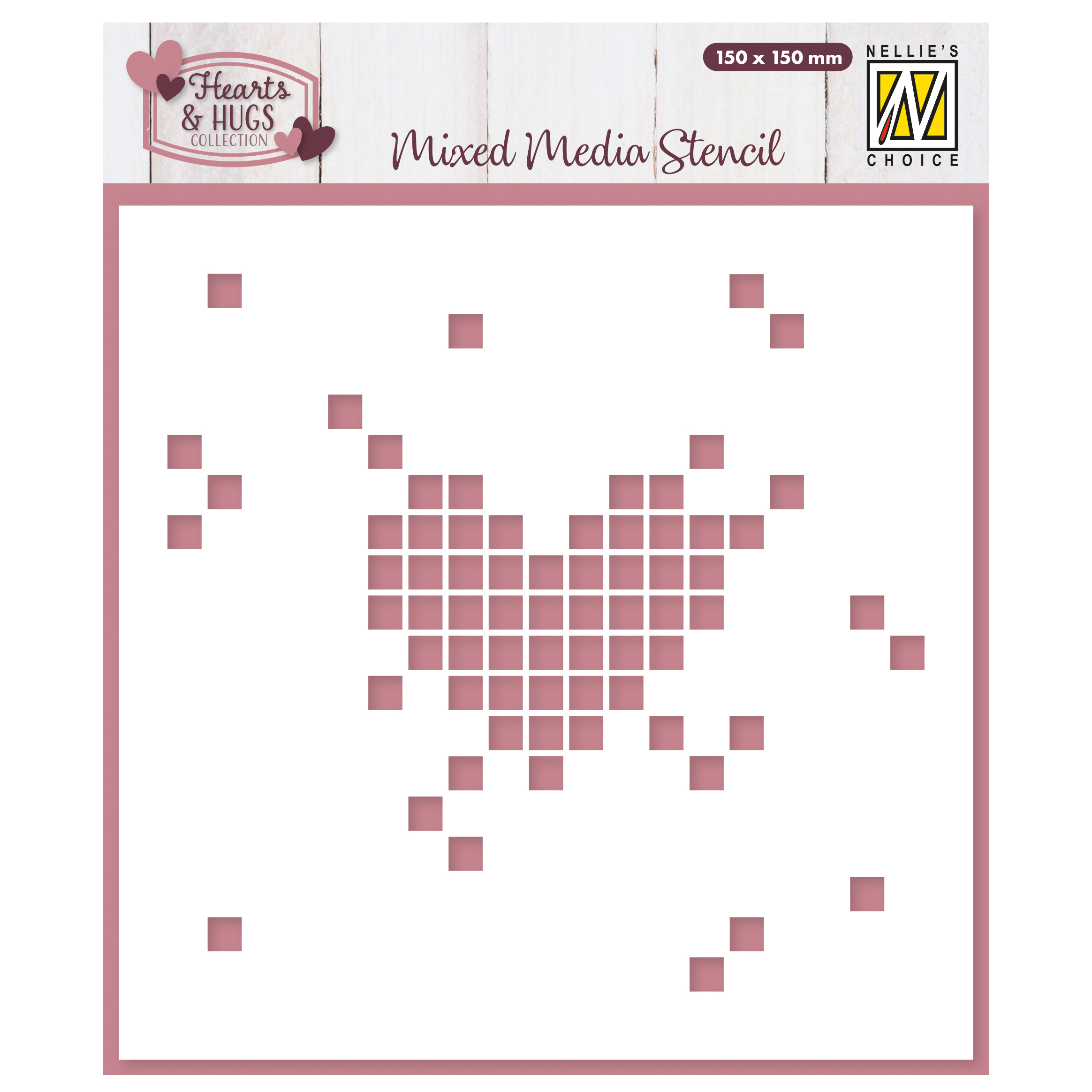 Nellie's Choice • Plantilla Corazón Pixelado 15x15cm