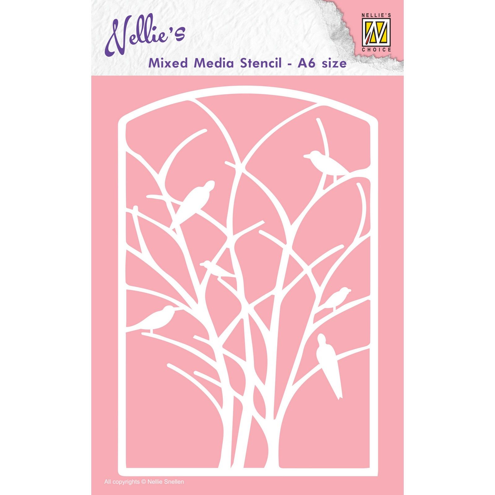 Nellie's Choice • Stencil A6 Size Frame With Birds in Tree