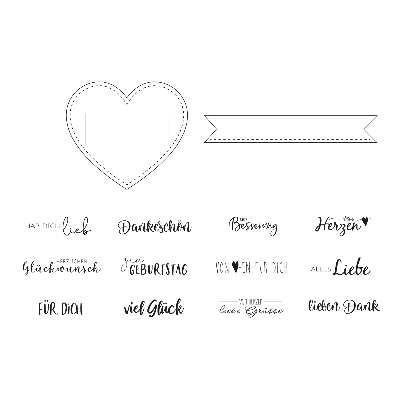 Mundart Stempel • Stanzschablone & Stempelset Herz