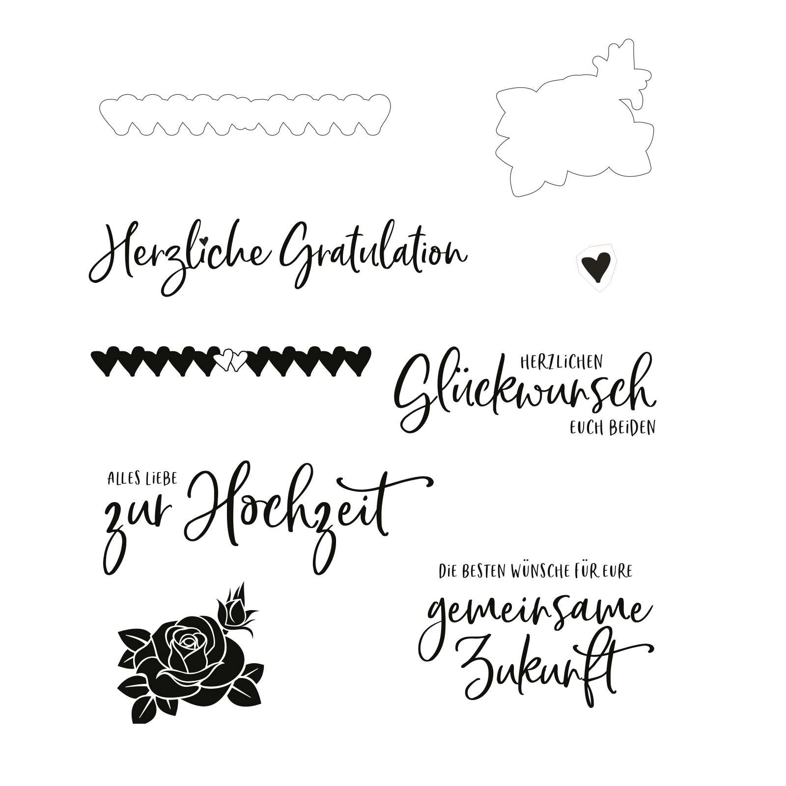 Mundart Stempel • Sellos transparentes con plantilla de corte con texto en alemán "für die Gäste"
