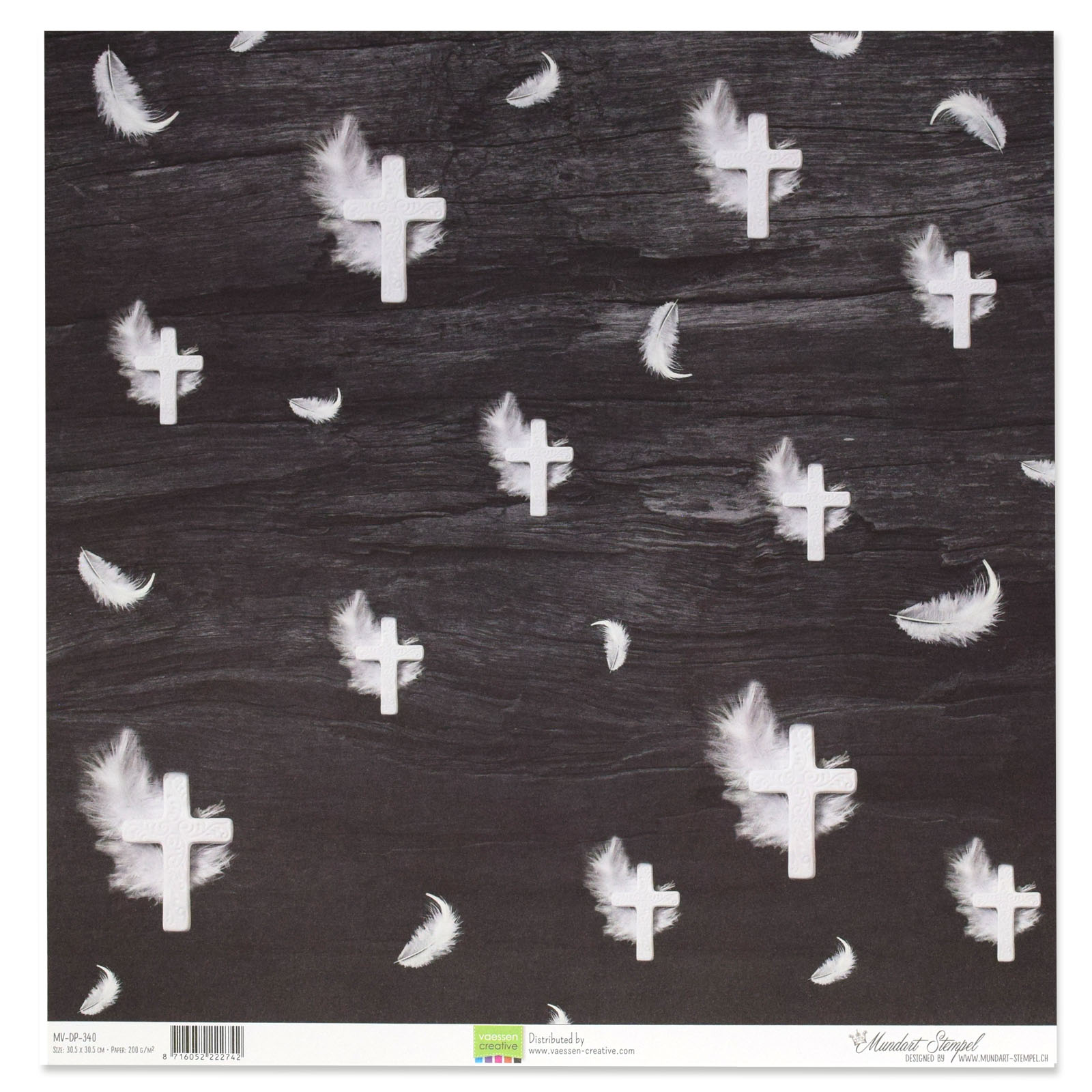 Mundart Stempel • Paper cross White feathers