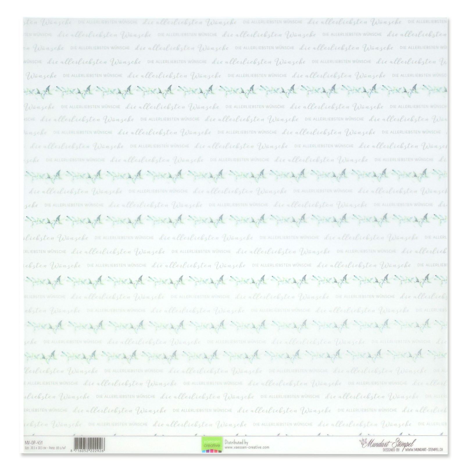 Mundart Stempel • Papier avec texte allemand "Die allerliebsten Wünsche"