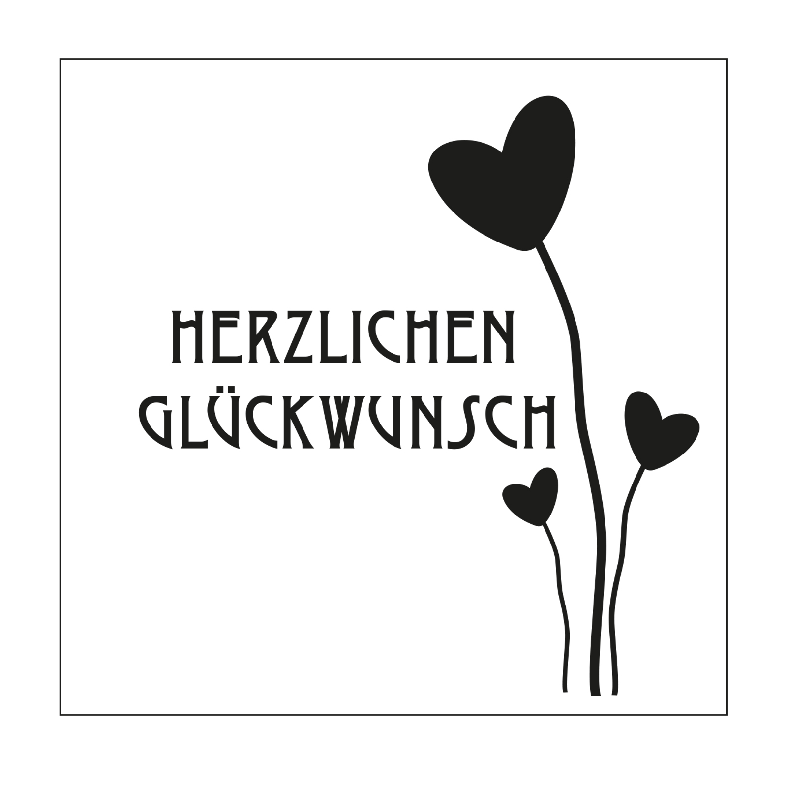 Mundart Stempel • Plantilla con texto en alemán "Herzlichen Glückwunsch"