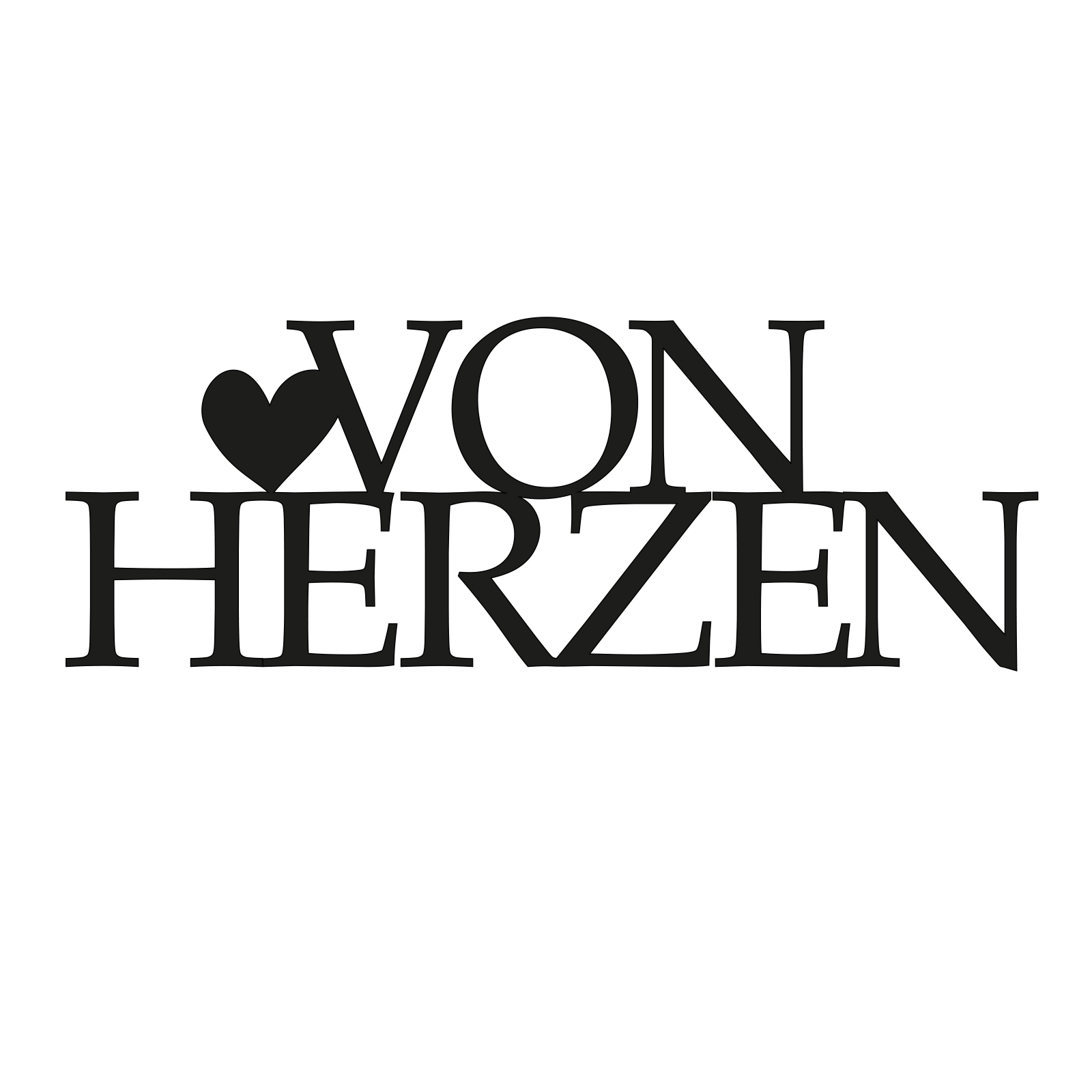 Mundart Stempel • Stanzschablone Deutsche Text "von Herzen mit Herz"