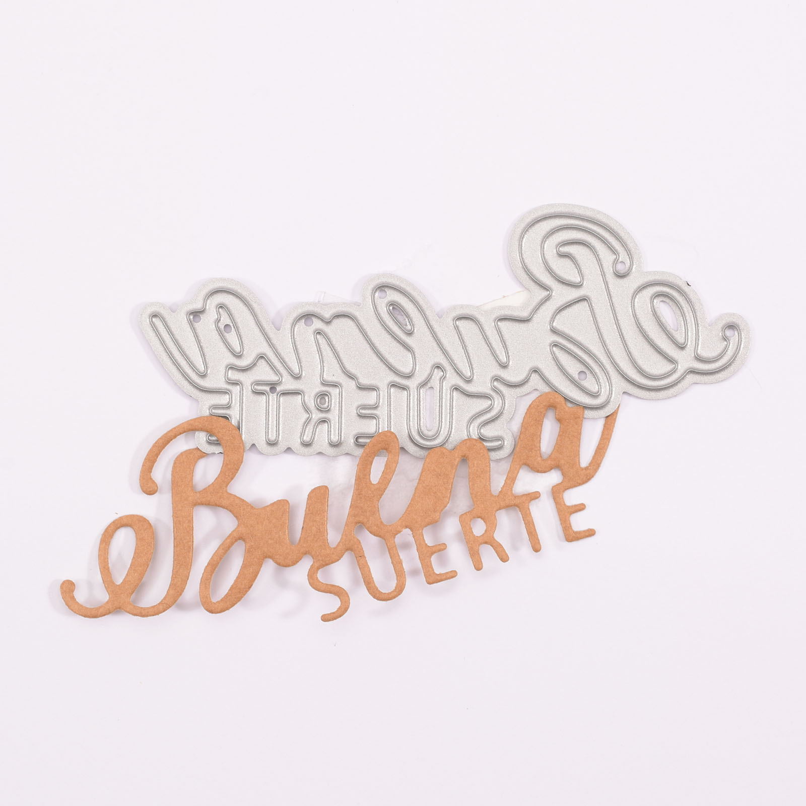 Mundart Stempel • Stanzschablone Spanischer Text "buena suerte"