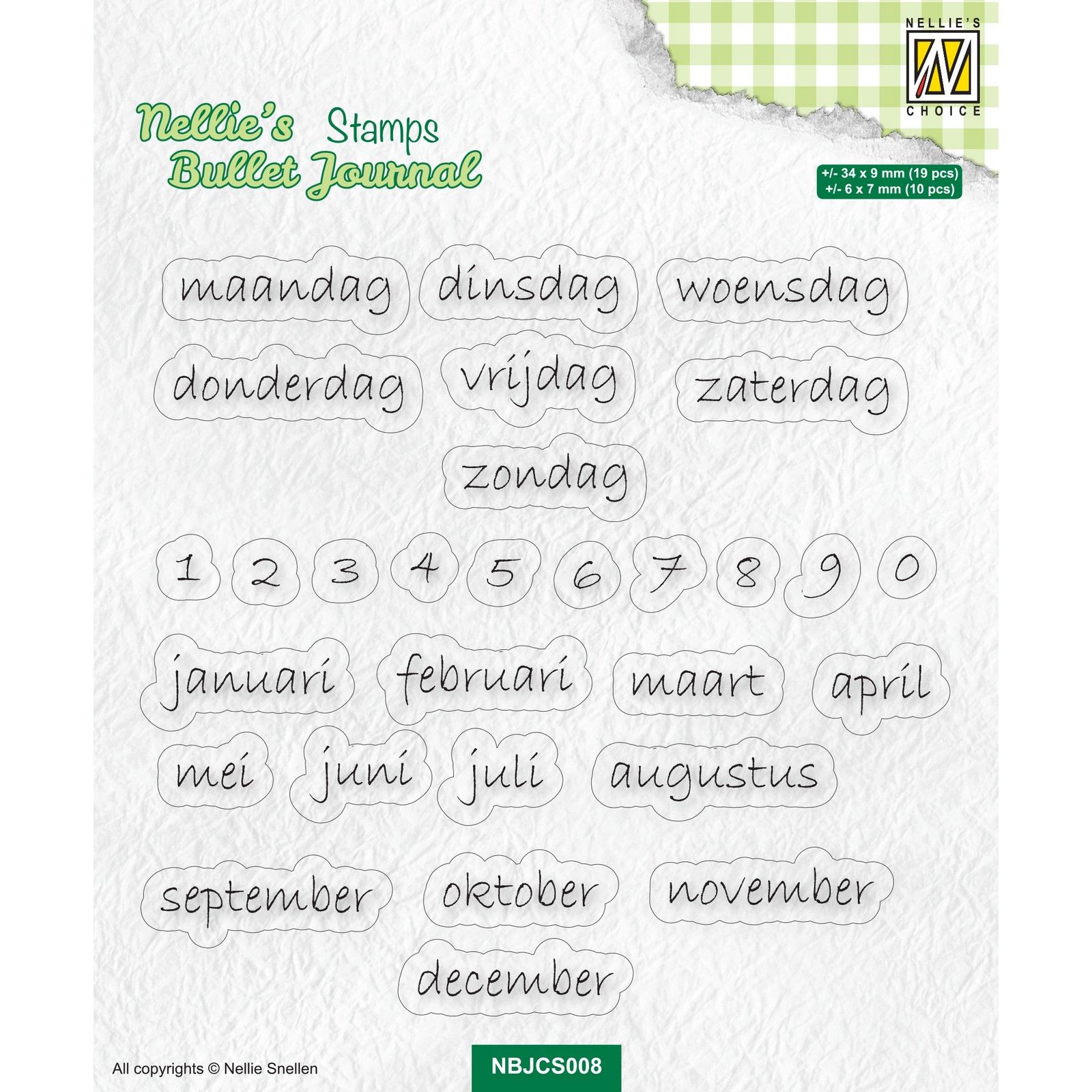 Nellie's Choice • Clear Stamps Suitable for Nellie's Bullet Journal Dutch  Calendar indications