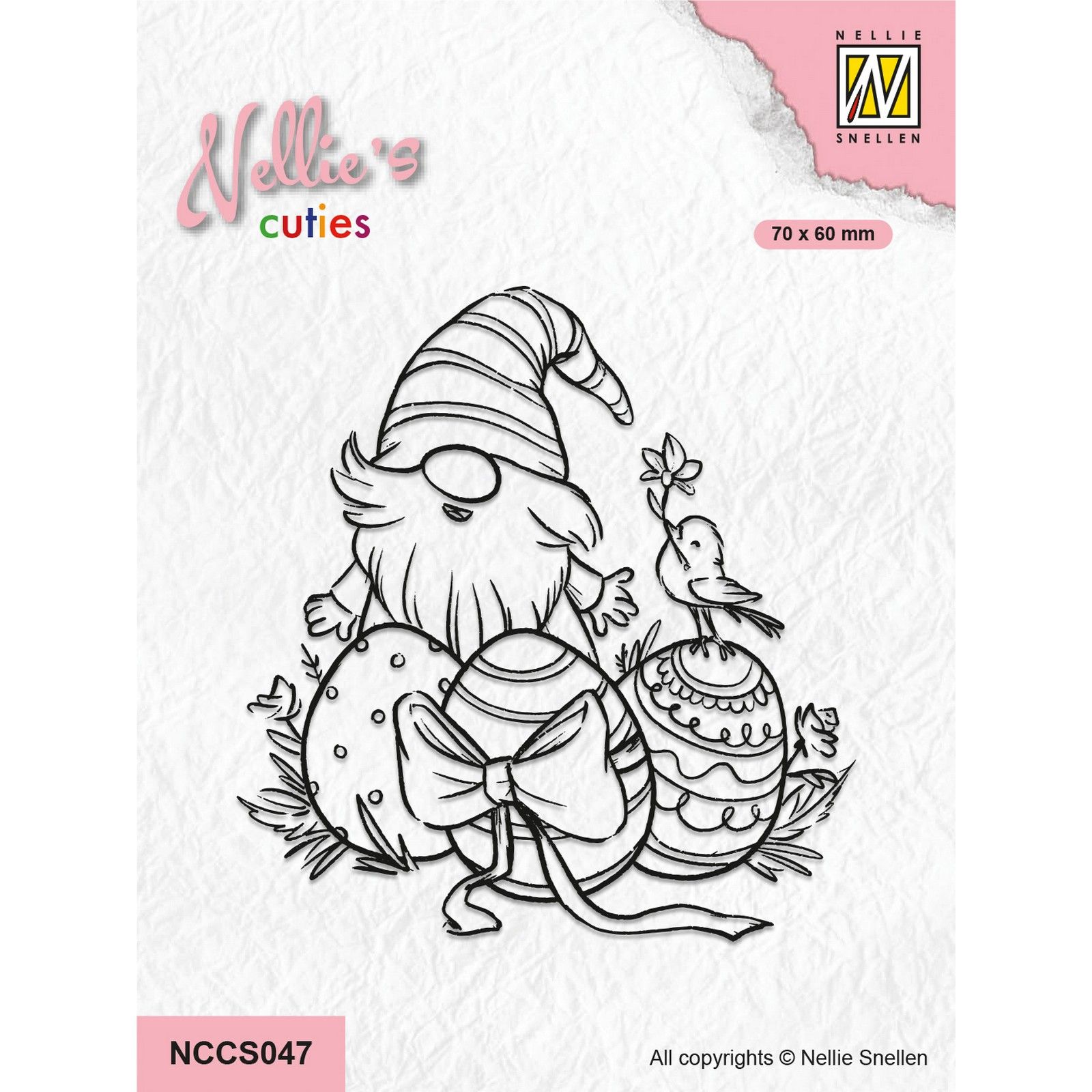 Nellie's Choice • Nellie's Cuties Clear Stamp Easter Gnome with Little Birdy