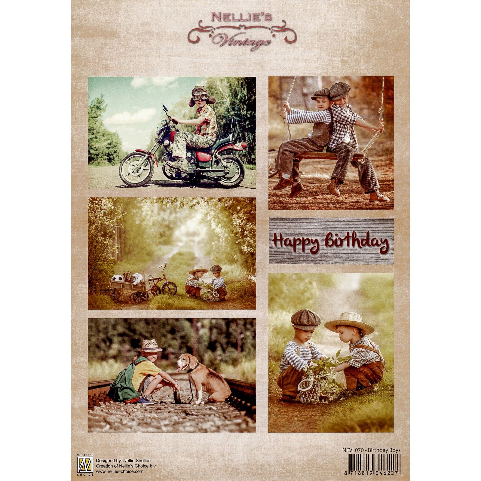 Nellie's Choice • Vintage Decoupage Feuille Birthday Boys A4