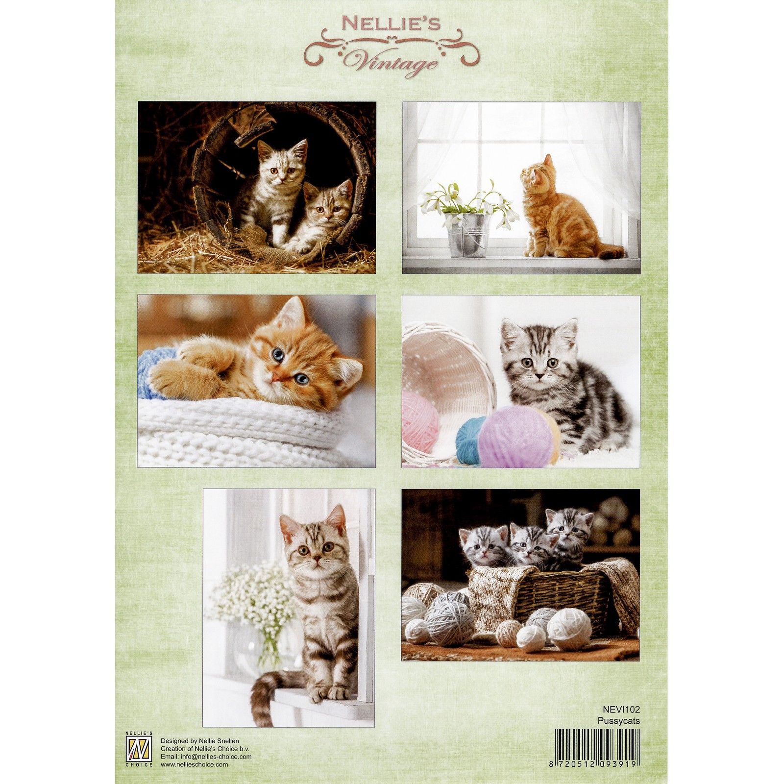 Nellie's Choice • Vintage Decoupage Sheet Pussy Cats A4