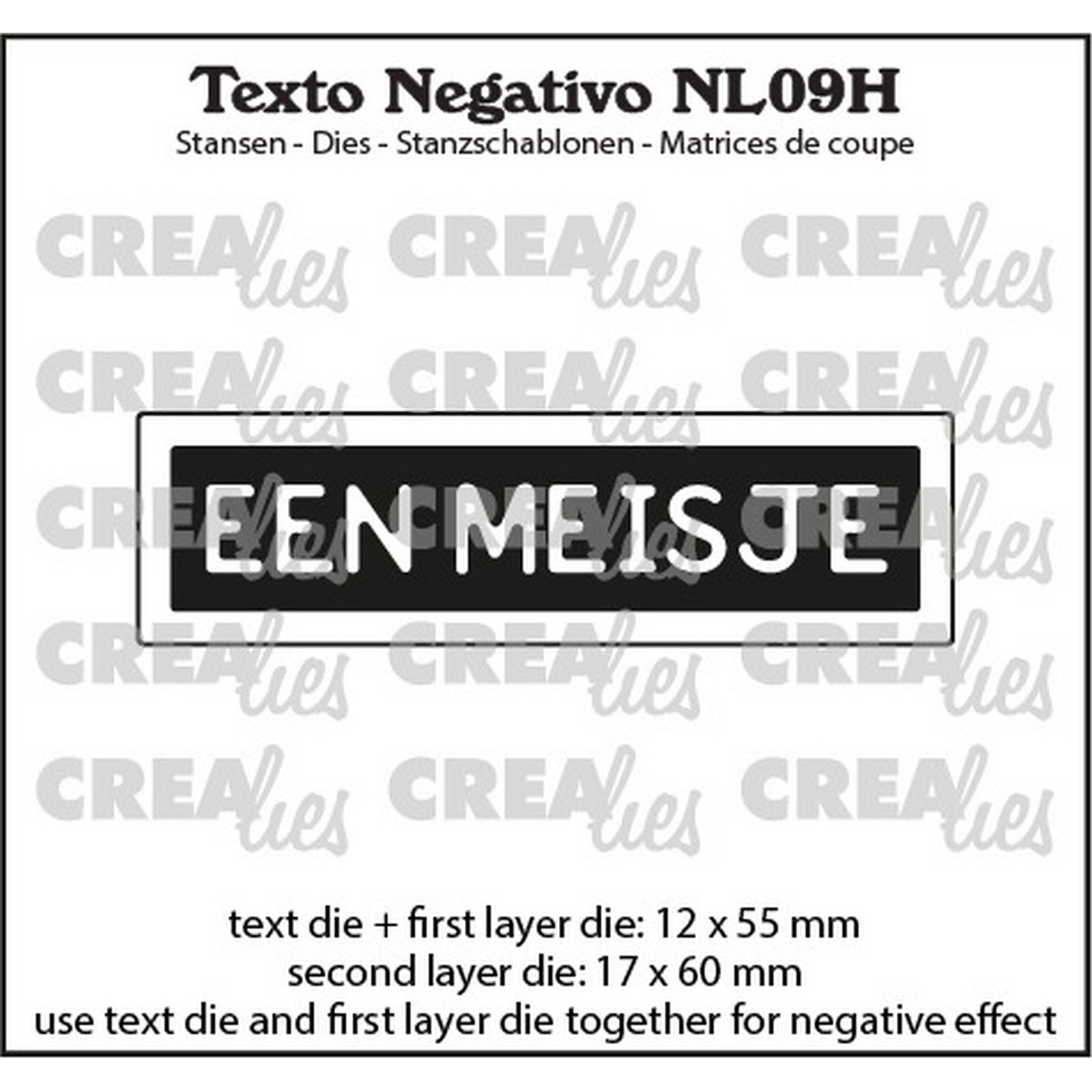 Crealies • Texto Negativo Cutting Die Dutch Text: EEN MEISJE (horizontaal)