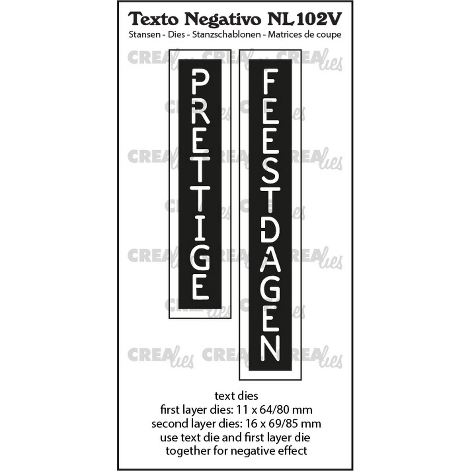 Crealies • Texto Negativo Prettige Feestdagen (Vertikaal)