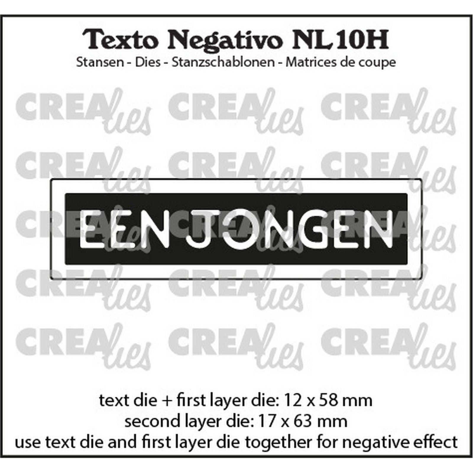 Crealies • Texto Negativo Cutting Die Dutch Text: EEN JONGEN (horizontaal)