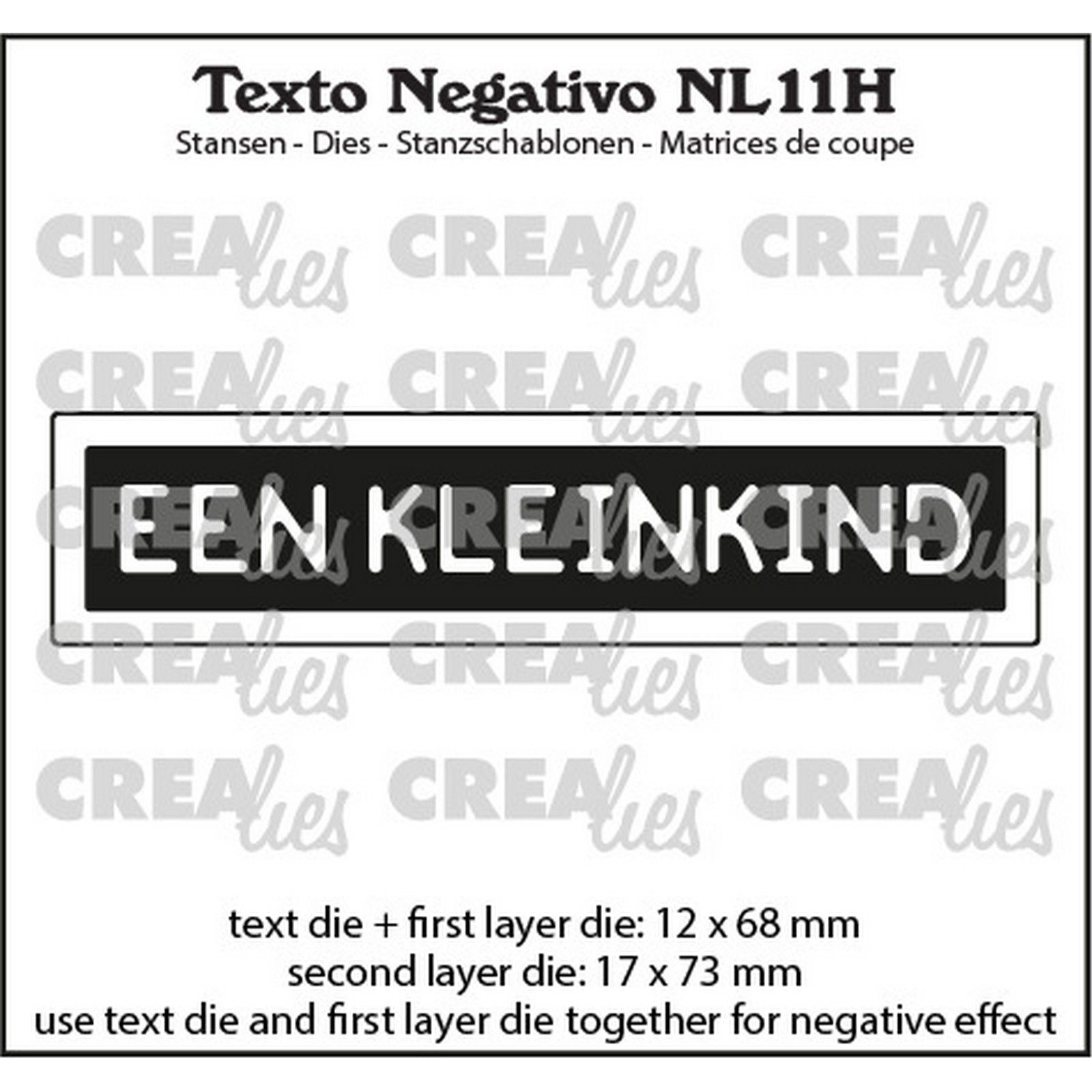 Crealies • Texto Negativo Stanzschablone Niederländischer Tekst: EEN KLEINKIND (horizontaal)