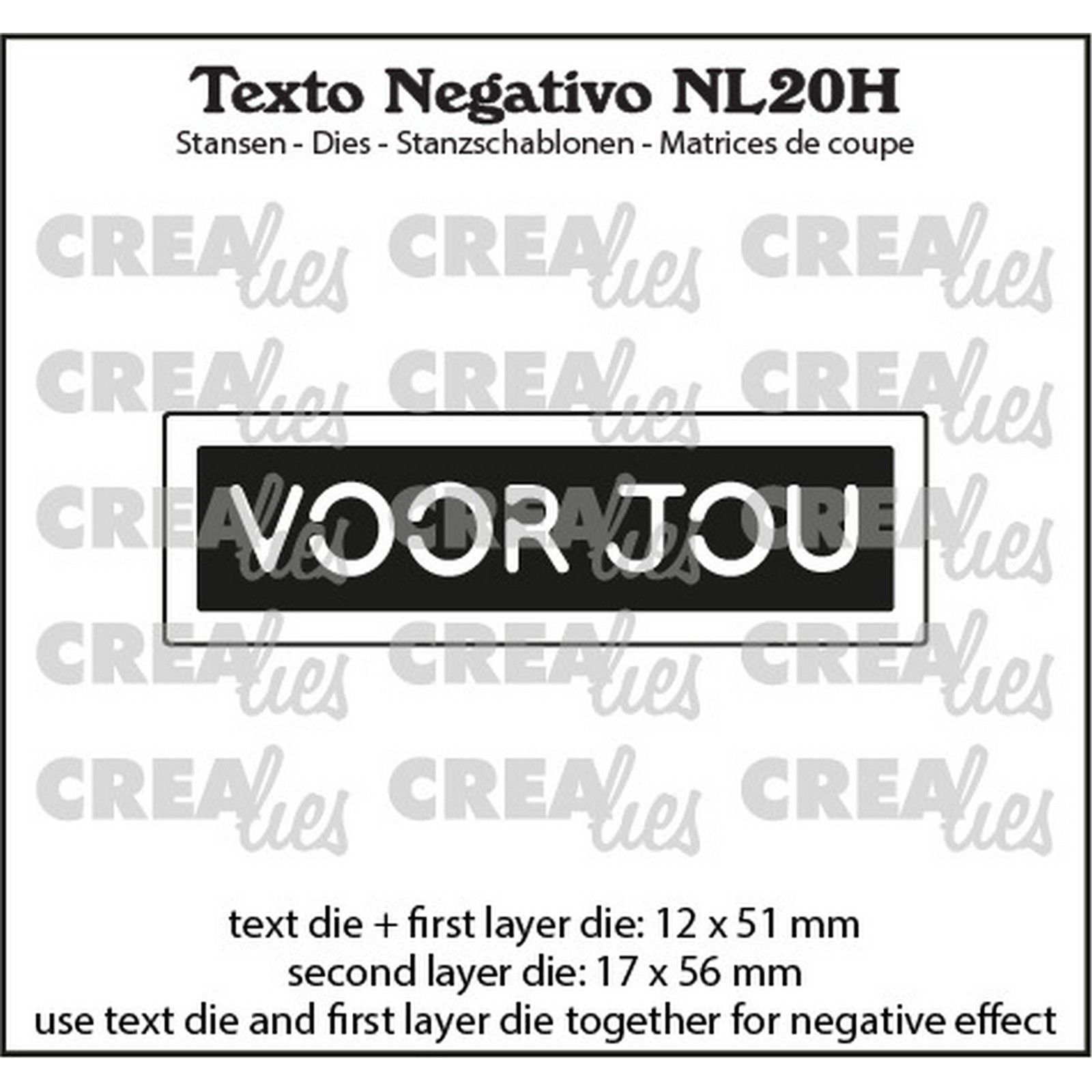 Crealies • Texto Negativo Stanzschablone Niederländischer Text: Voor Jou (Horizontal)
