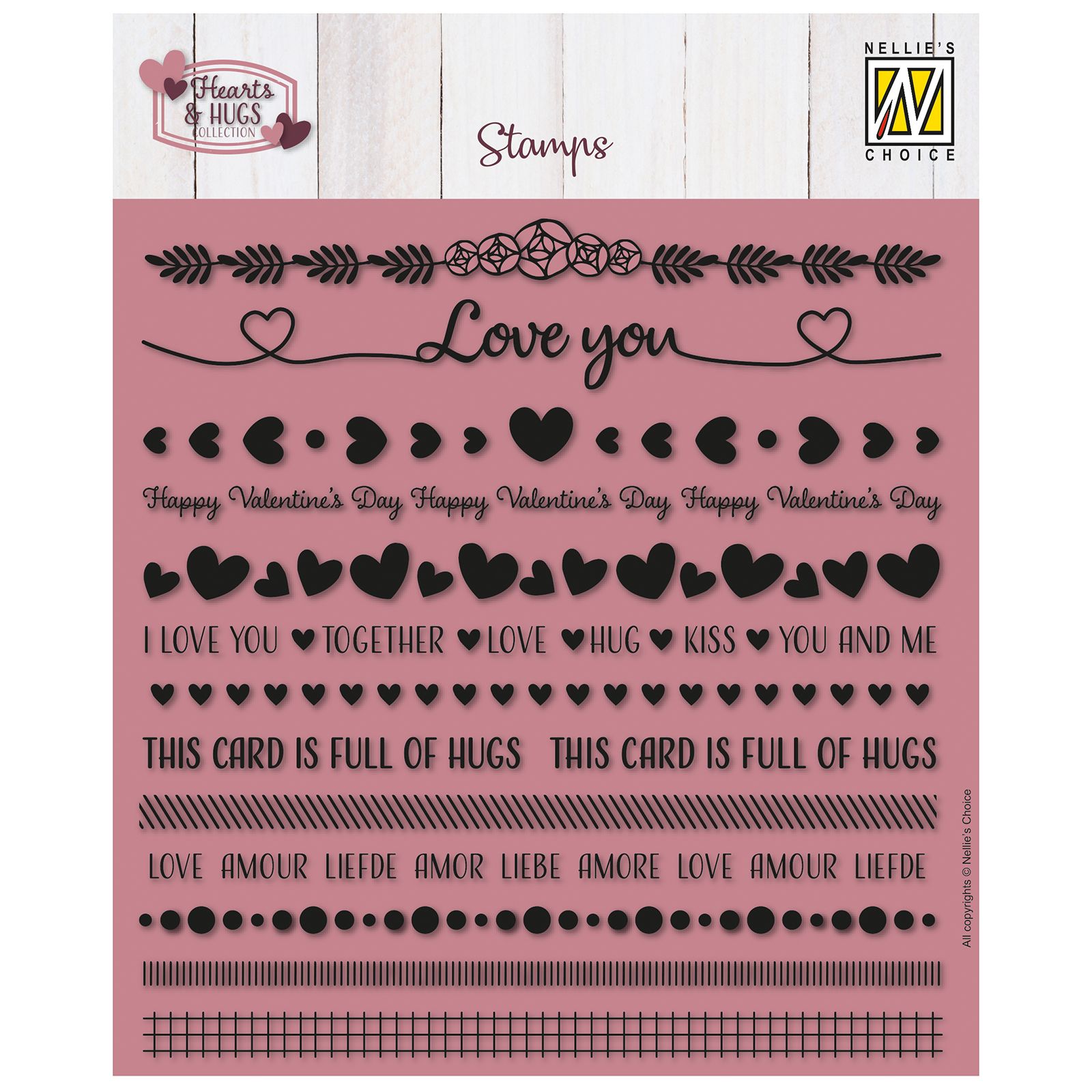 Nellie's Choice • Clear Stamp Set Strips Love & Hugs