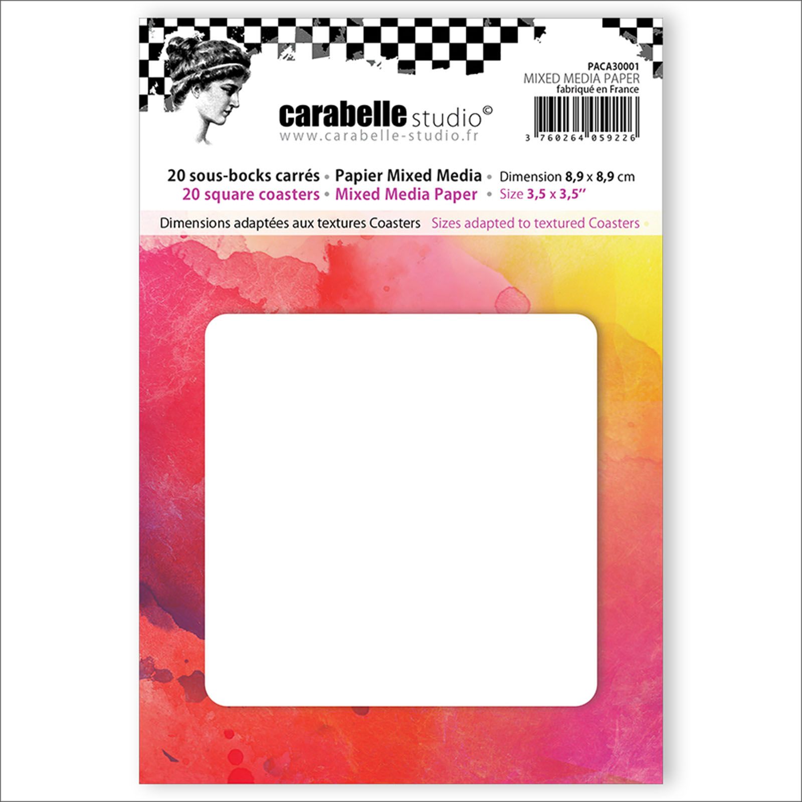 Carabelle Studio • Mixed media set of 20 square paper coasters