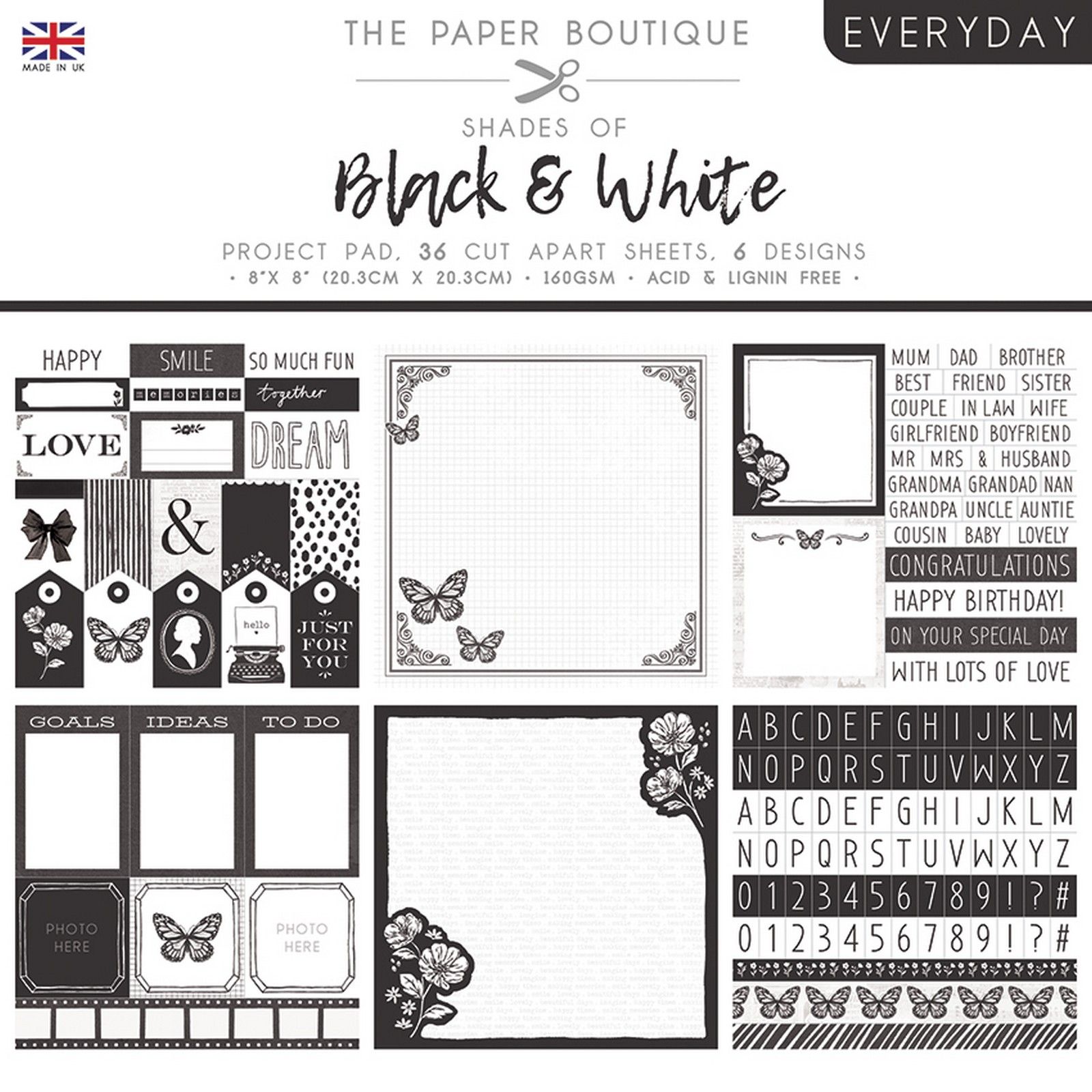 The Paper Boutique • Everyday shades of black & white project pad