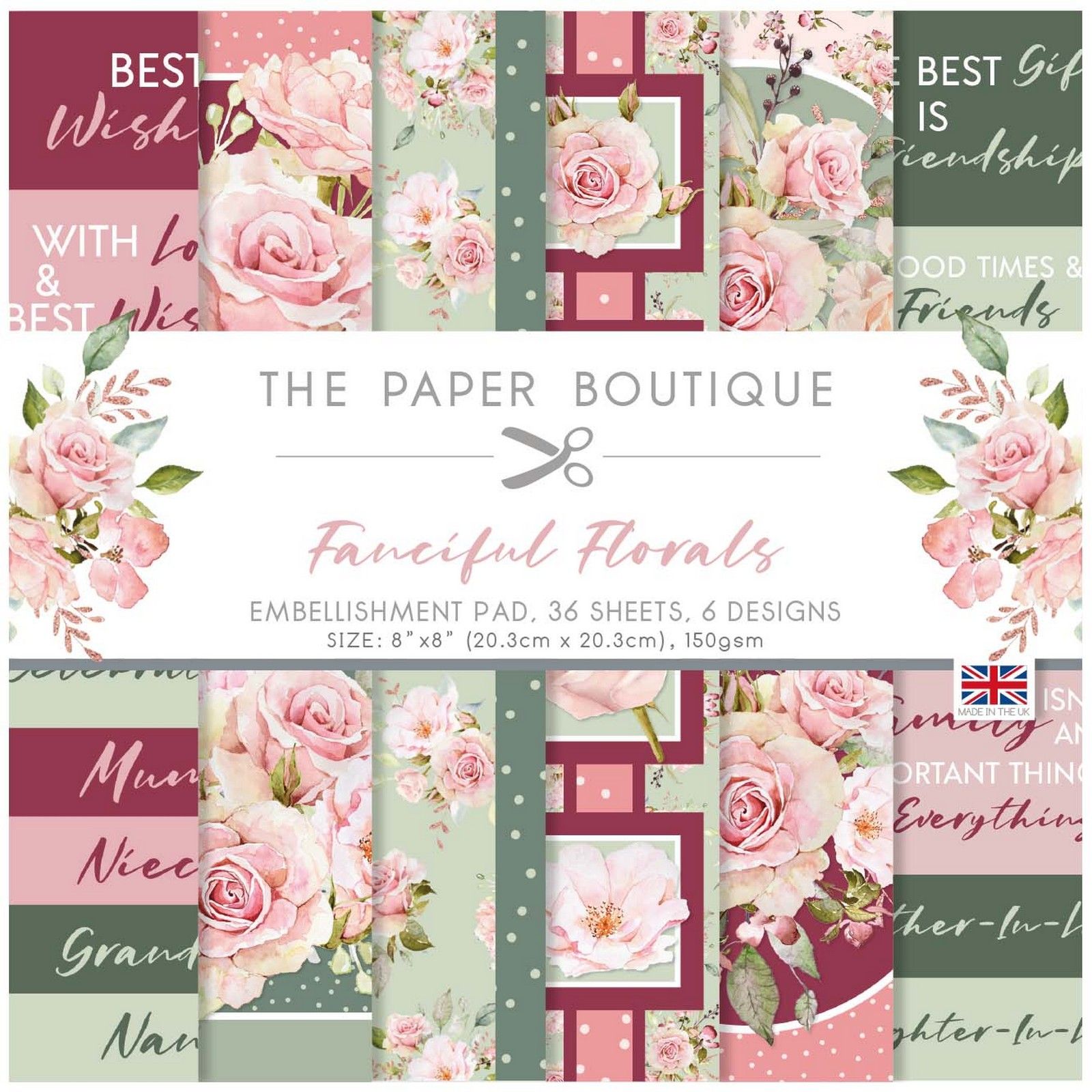 The Paper Boutique • Fanciful Florals Embellishments Pad 20,32x20,32cm