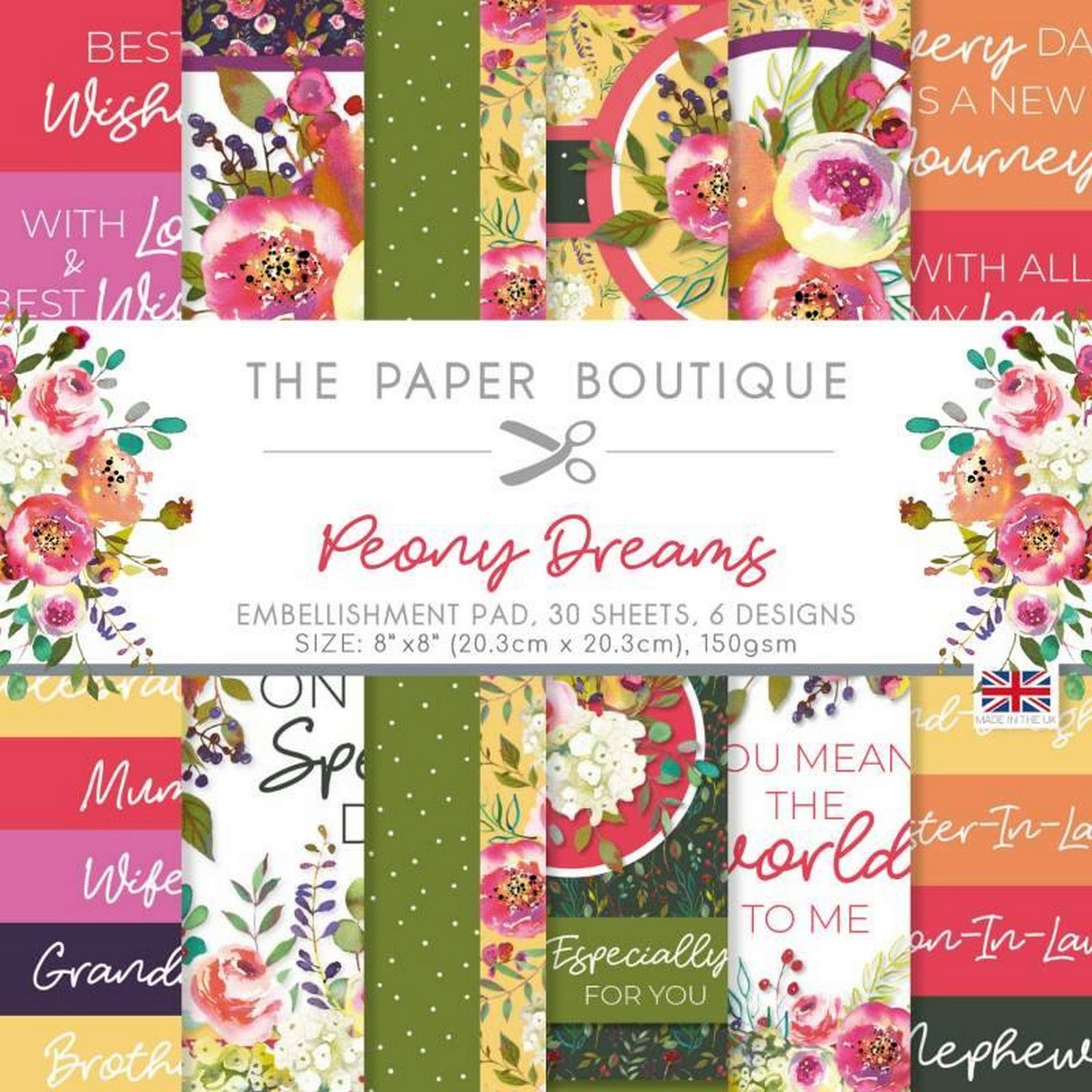 The Paper Boutique • Peony Dreams Embellishments Pad 20,32x20,32cm