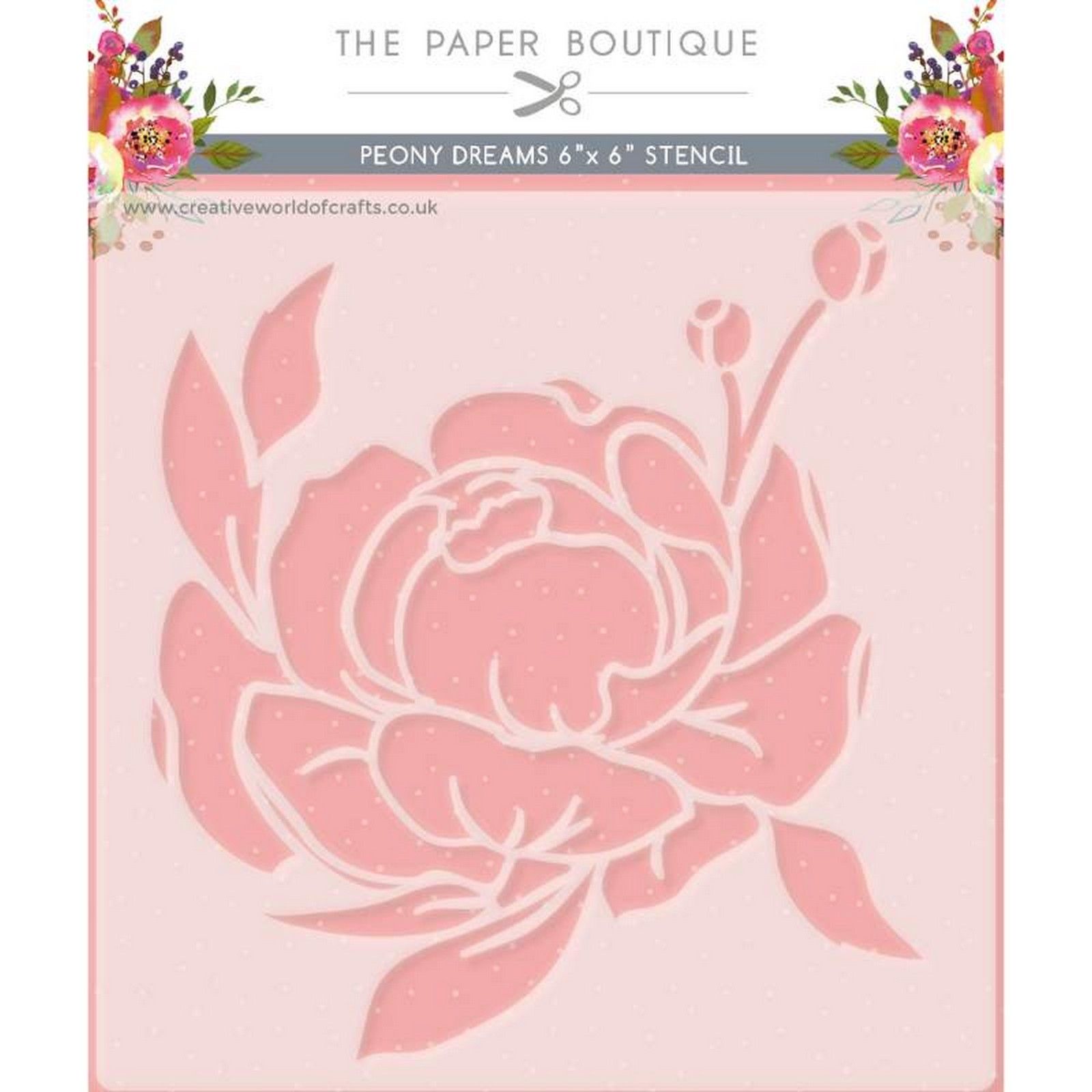 The Paper Boutique • Peony Dreams Stencil 15,24x15,24cm