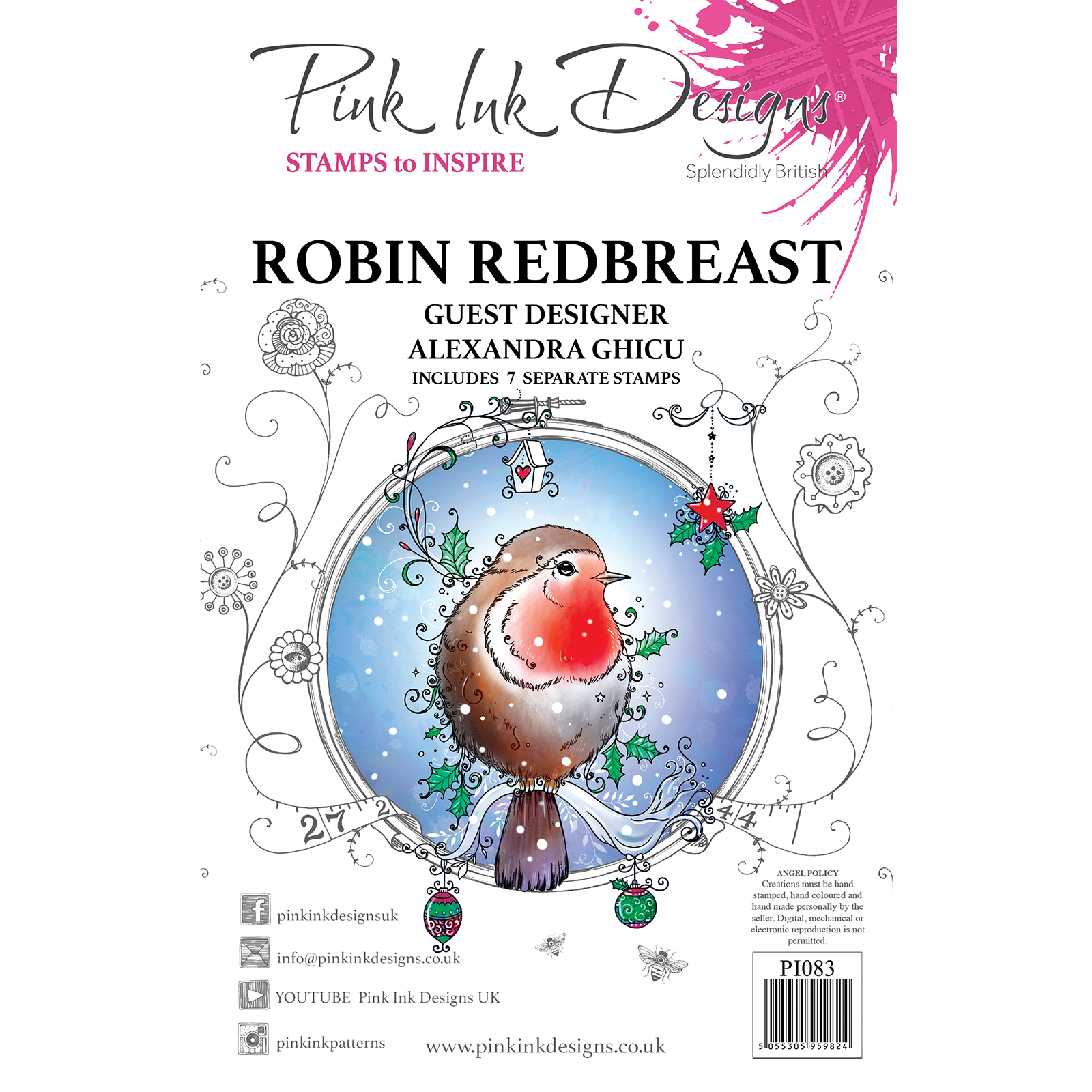Pink Ink Designs • Sello transparente Robin redbreast