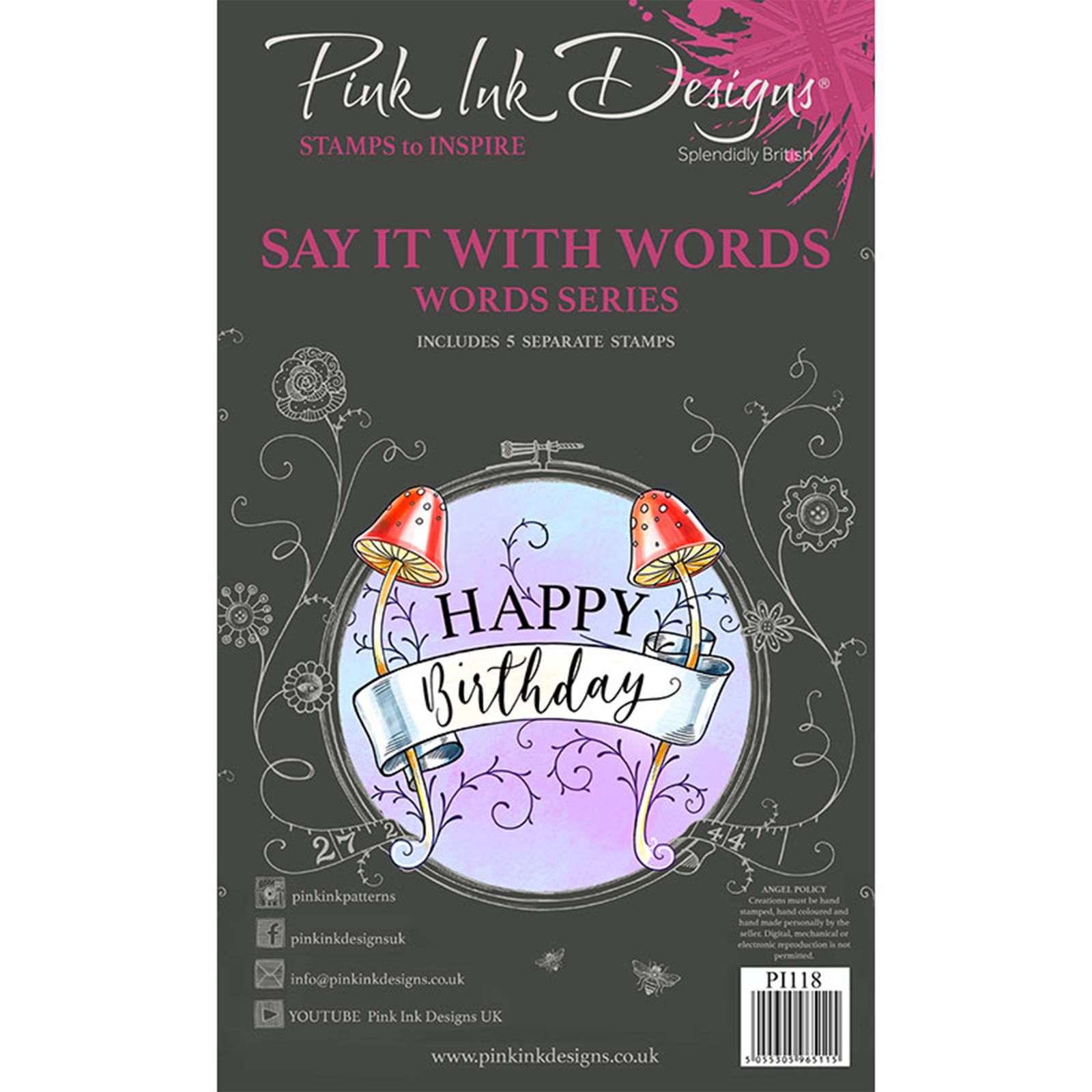 Pink Ink Designs • Clear stamp set Say it with words A6