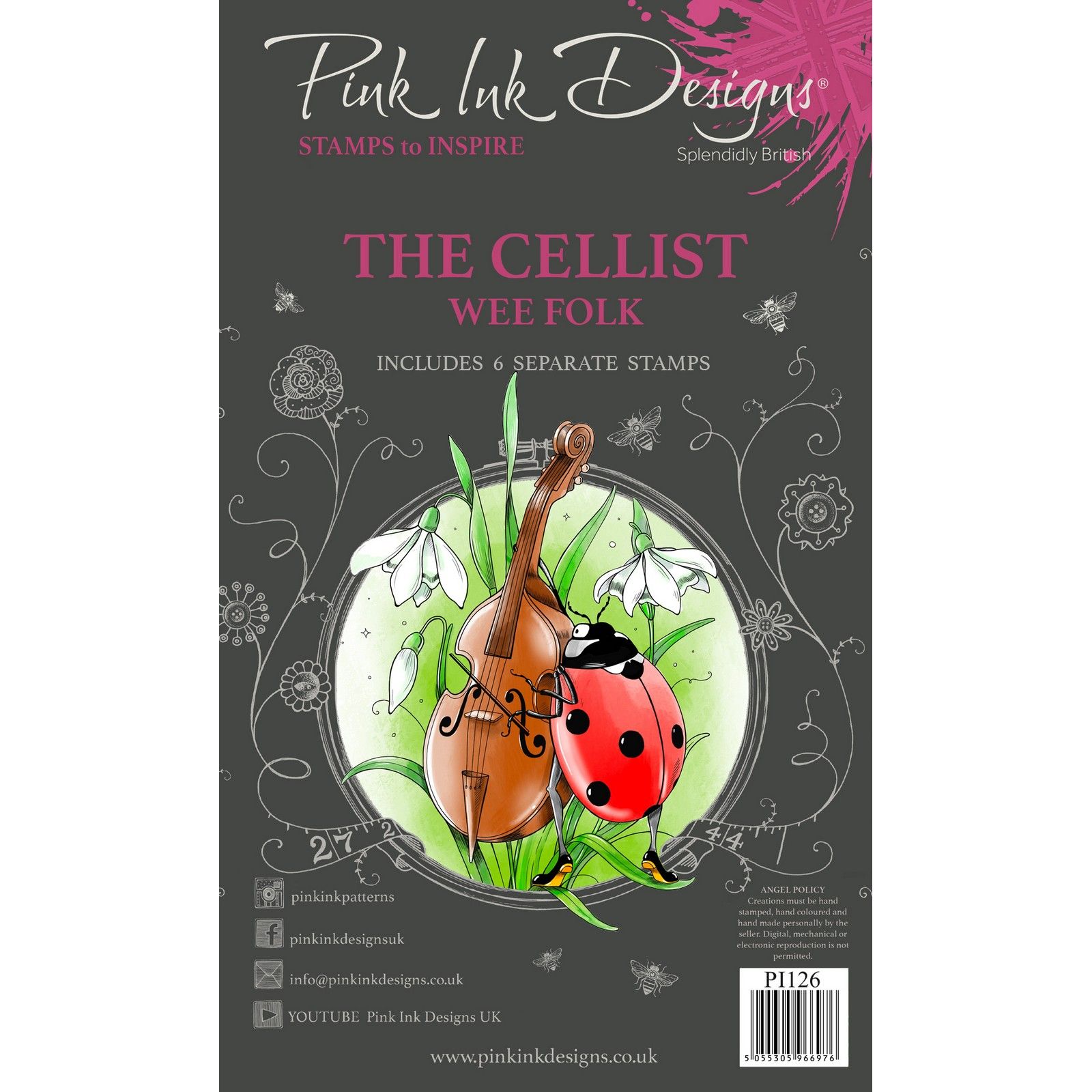Pink Ink Designs • Wee folk tampon transparent set The cellist
