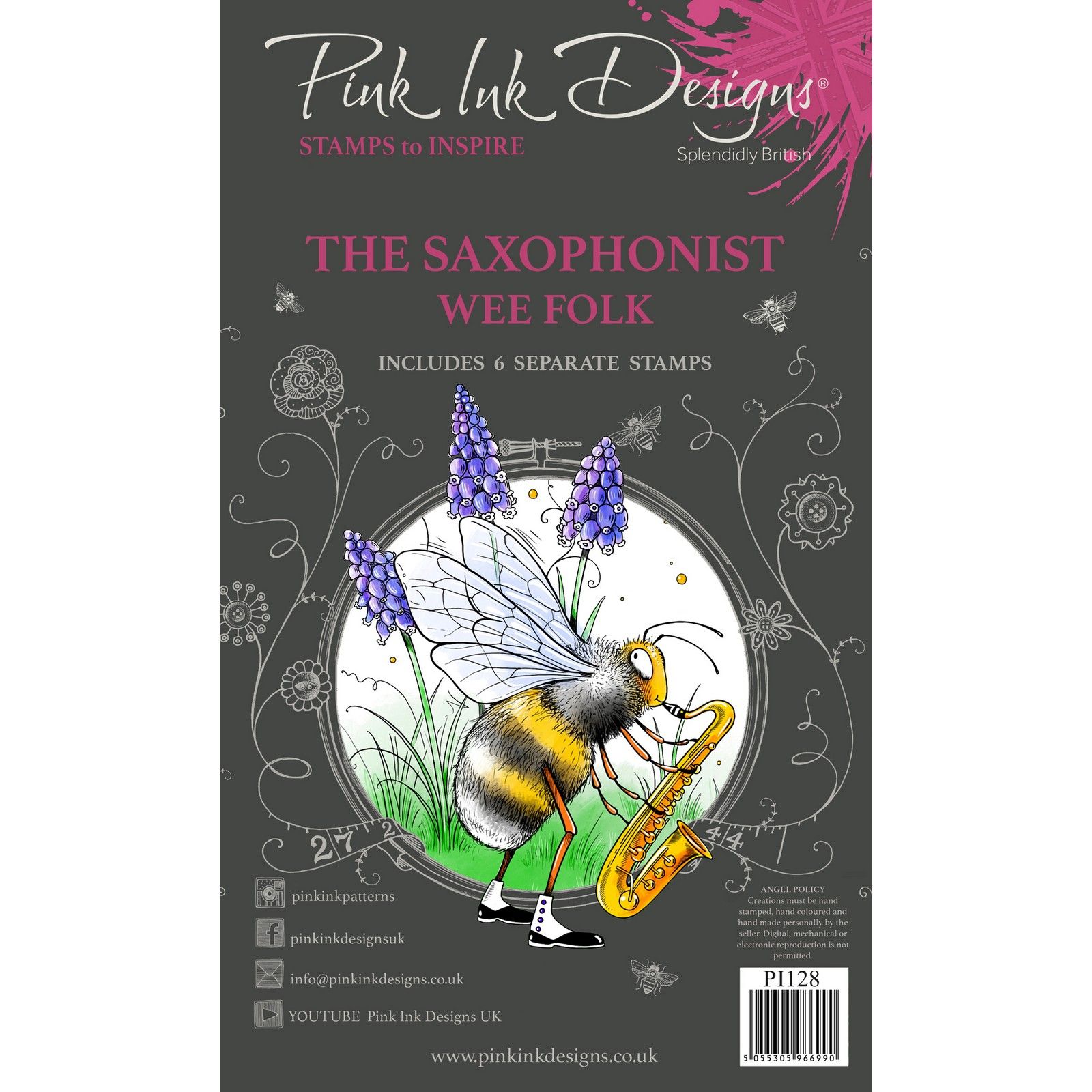 Pink Ink Designs • Wee folk tampon transparent set The saxophonist
