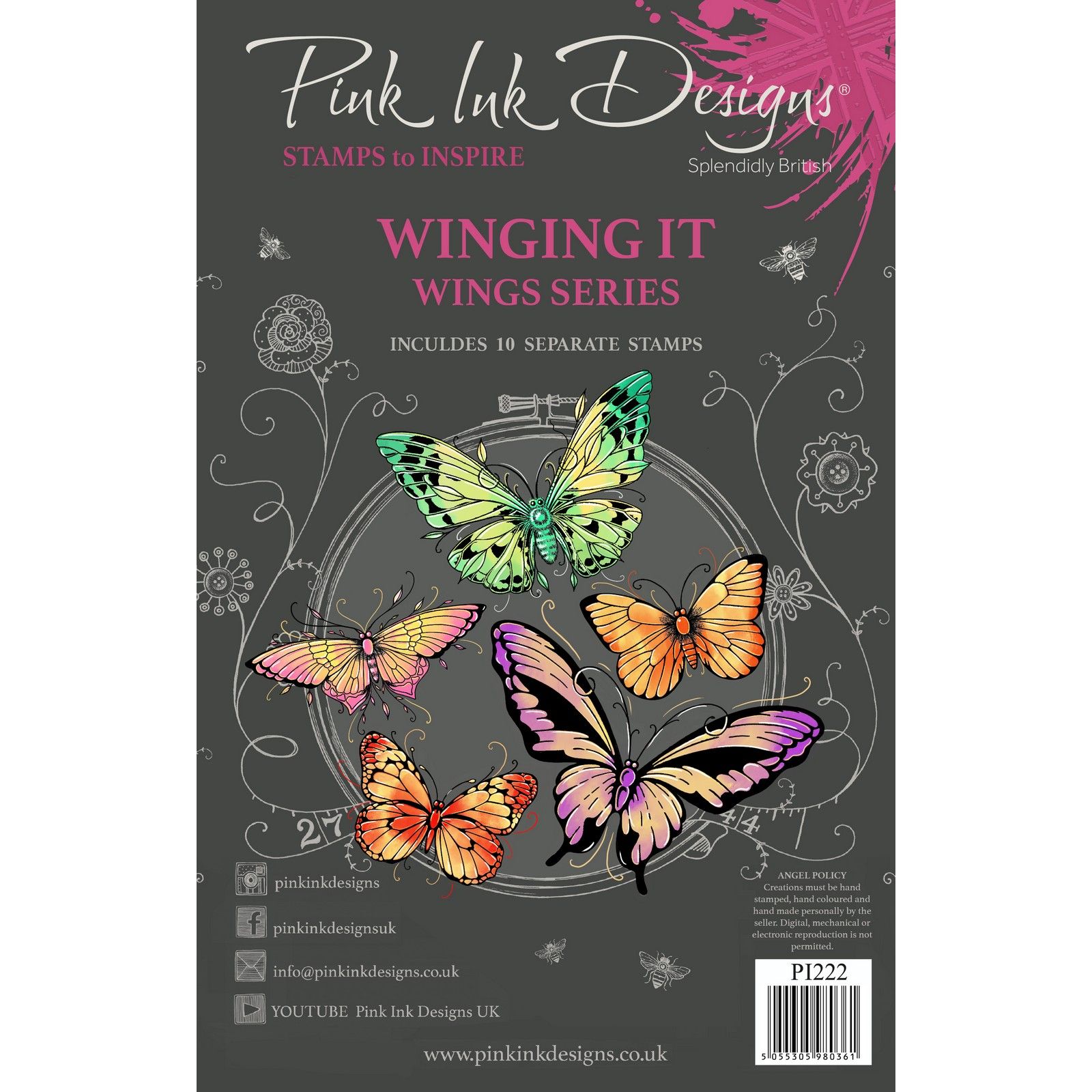 Pink Ink Designs • Wings Series Clear Stamp Set Winging It