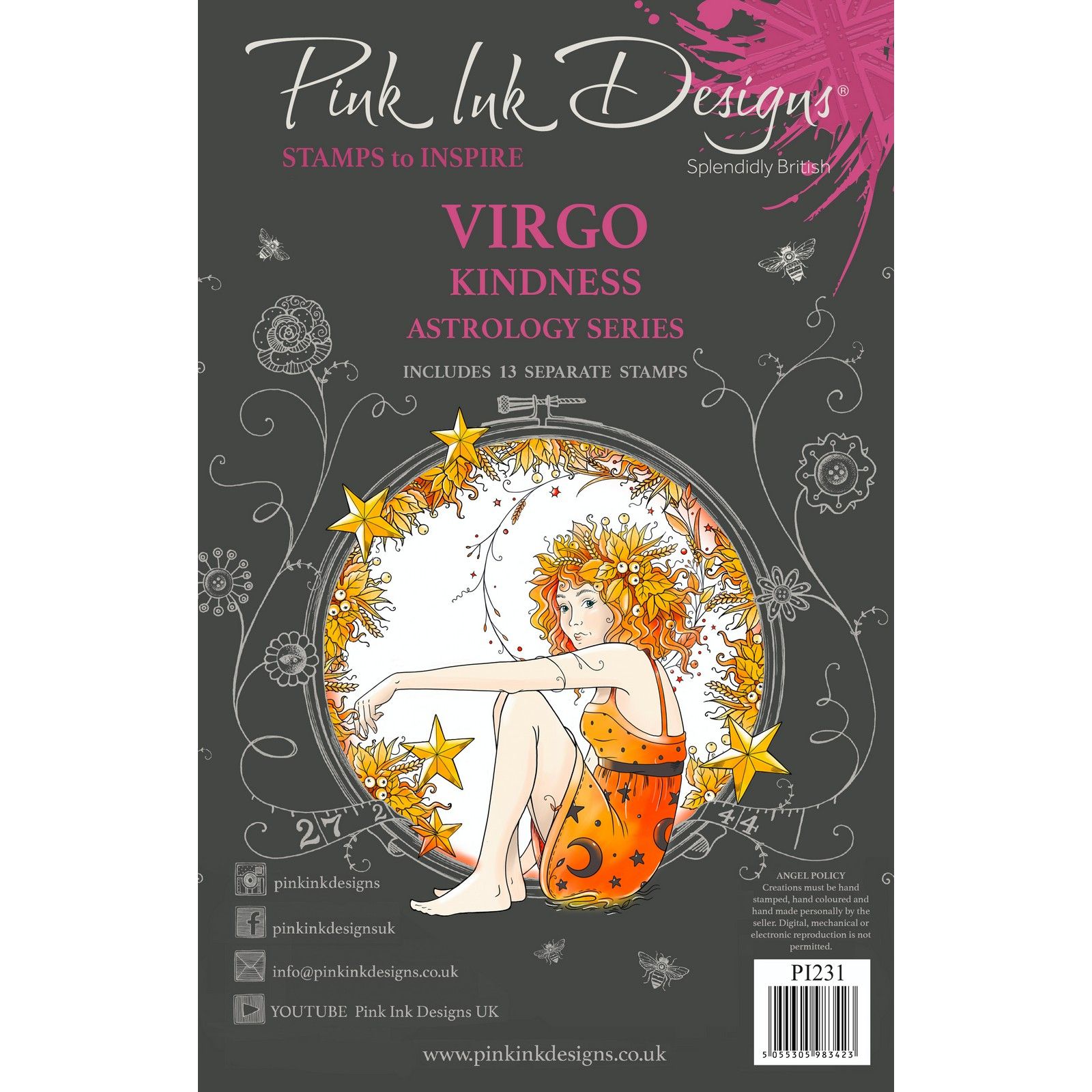 Pink Ink Designs • Astrology Series Tampons Transparents Virgo 'Kindness'