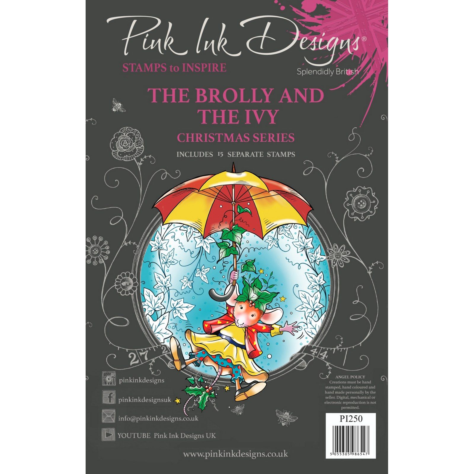 Pink Ink Designs • Christmas Series Clear Stamp Set The Brolly & The Ivy