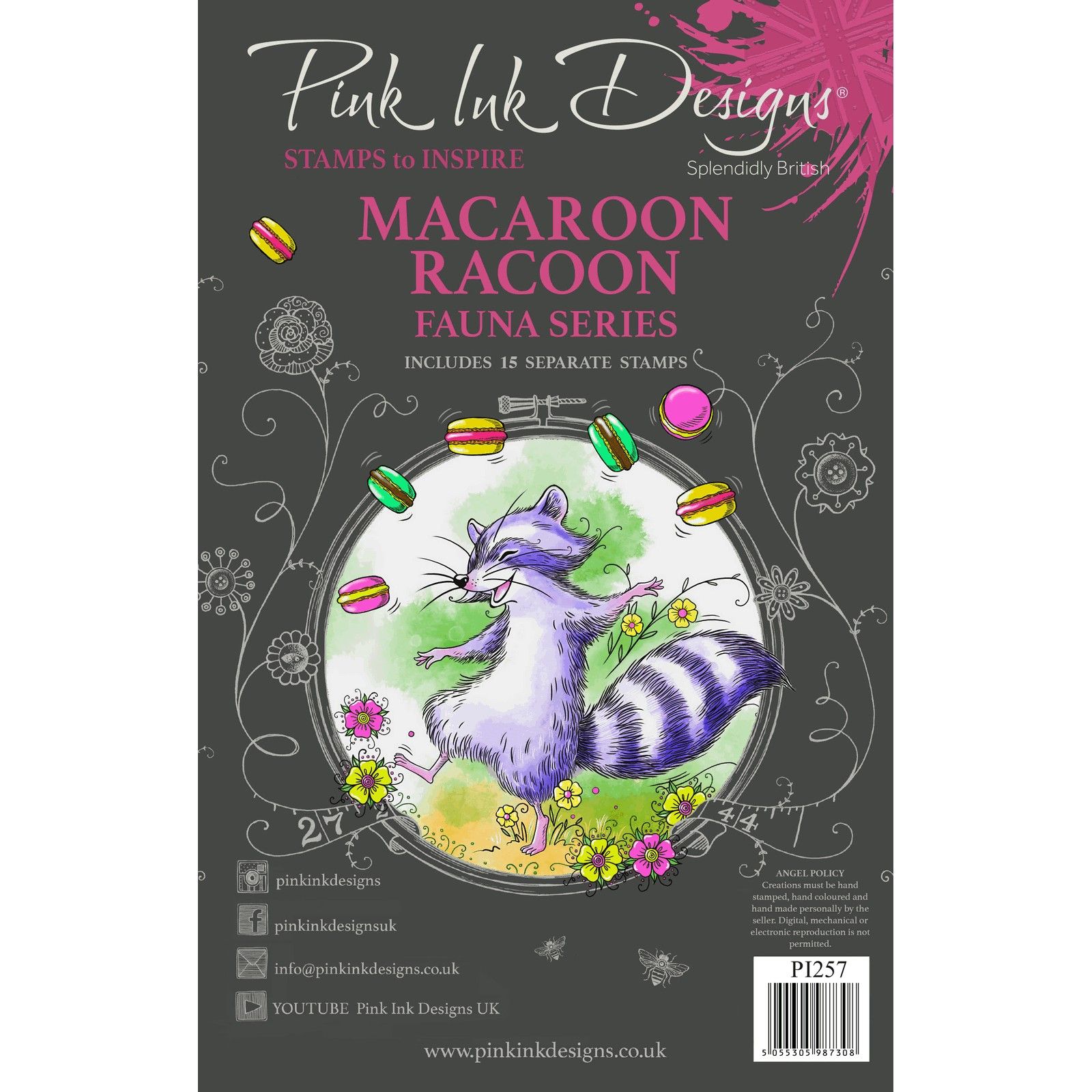 Pink Ink Designs • Fauna Series Clear Stamp Set Macaroon Racoon