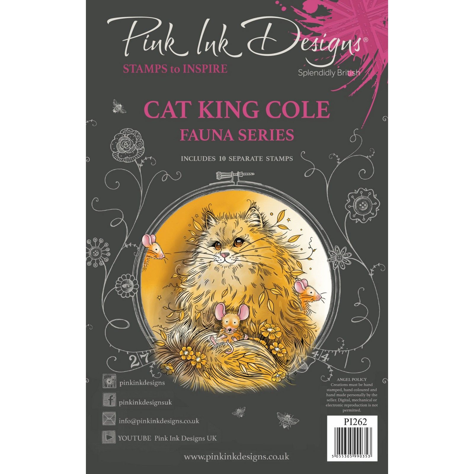 Pink Ink Designs • Cat King Cole 6 in x 8 in Clear Stamp Set