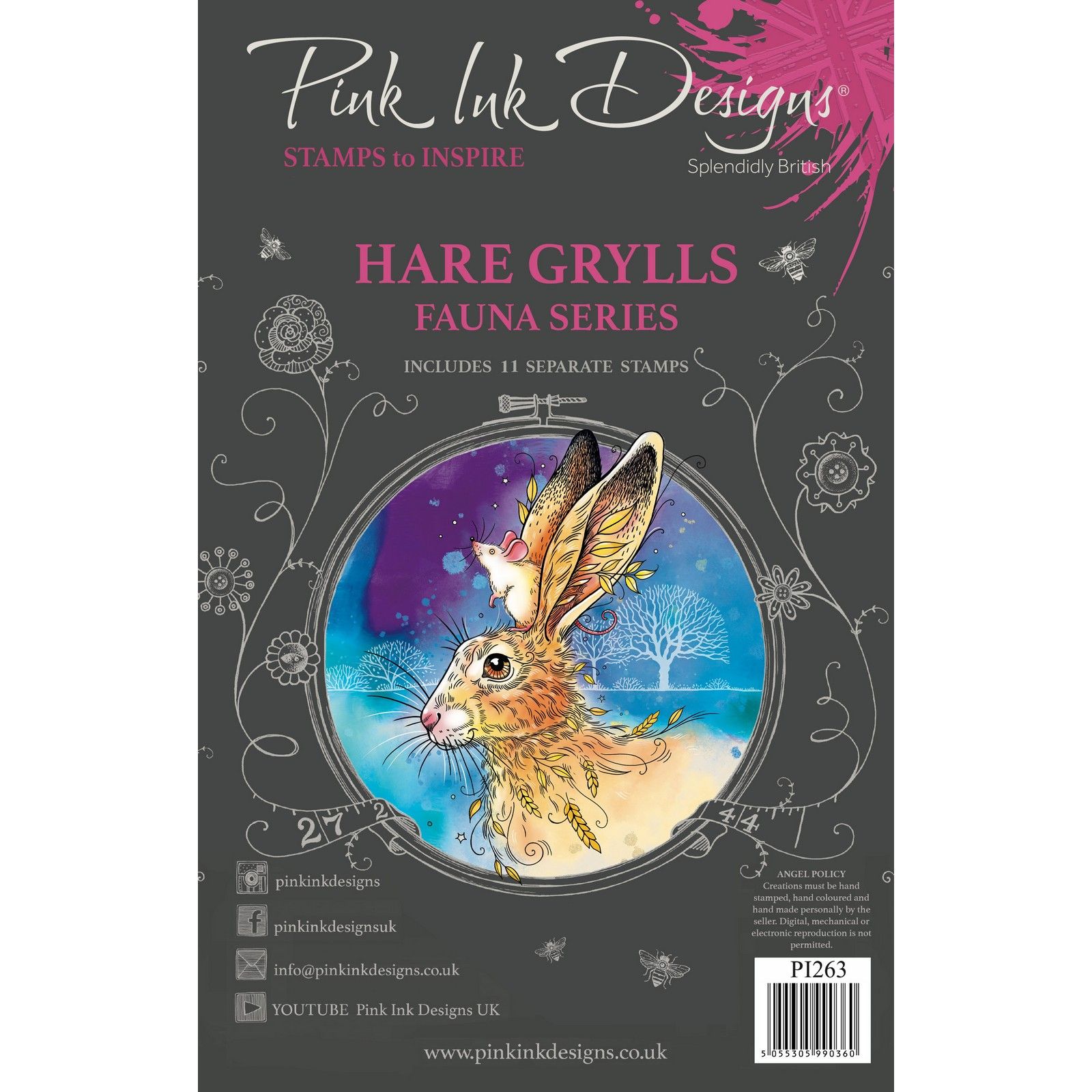 Pink Ink Designs • Hare Grylls 6 in x 8 in Clear Stamp Set